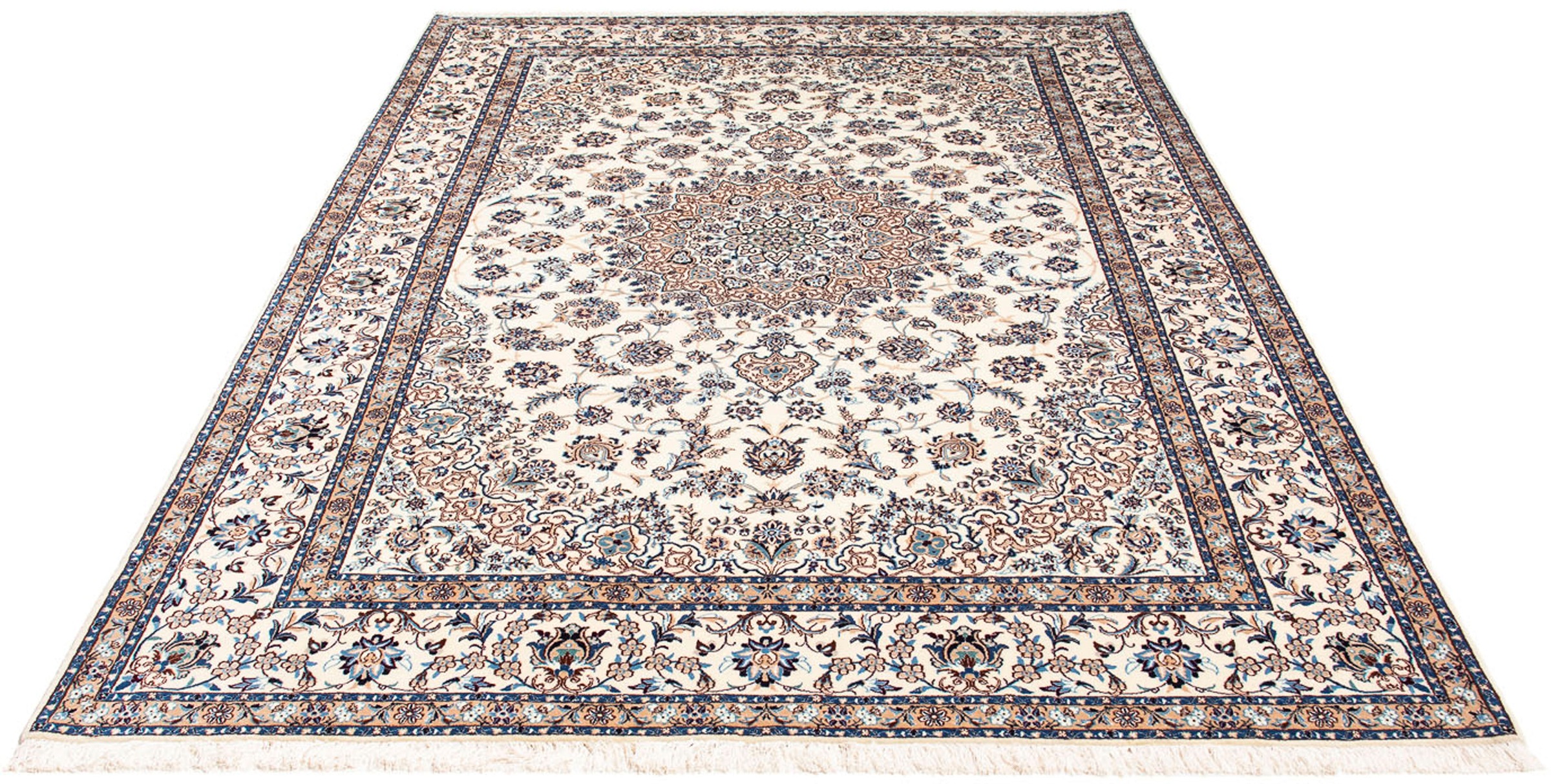 Image of morgenland Orientteppich »Perser - Nain - Premium - 240 x 161 cm - beige«, rechteckig, 6 mm Höhe, Wohnzimmer, Handgeknüpft, Einzelstück mit Zertifikat bei Ackermann Versand Schweiz