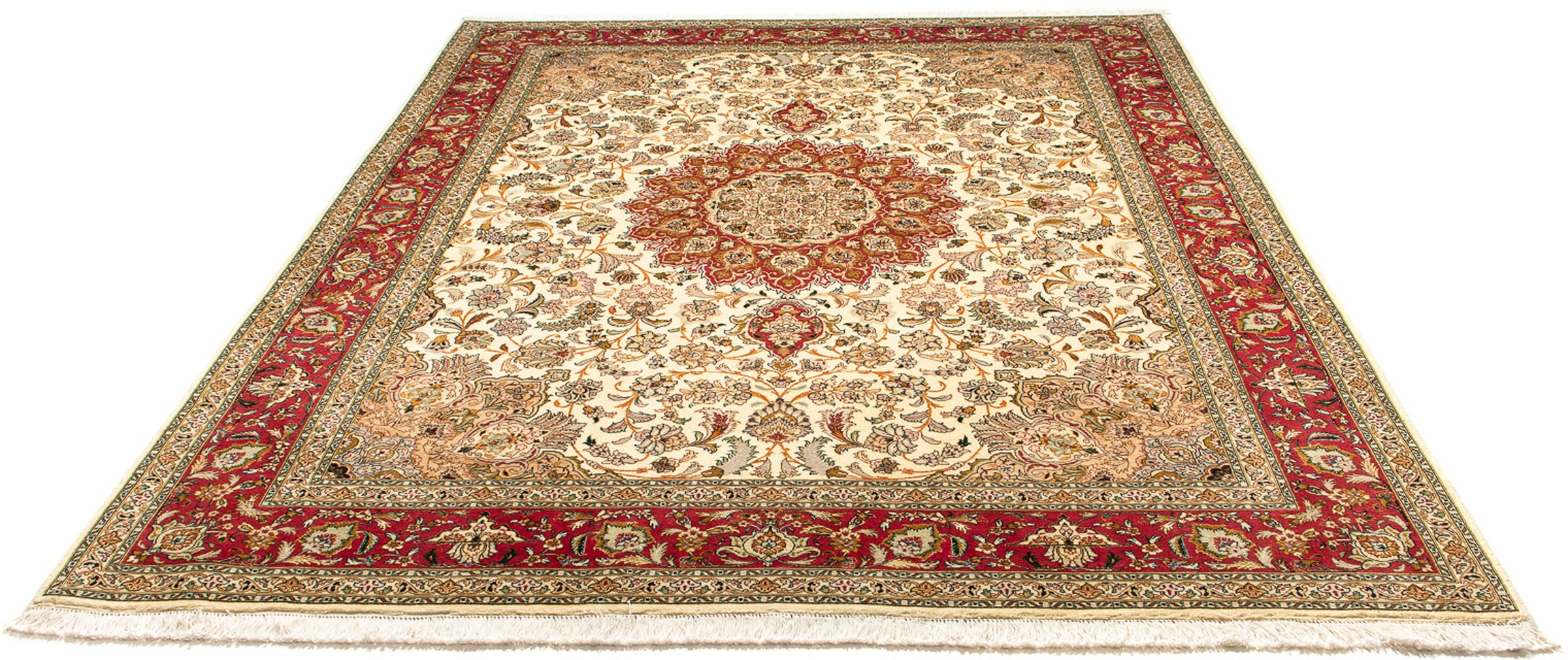 Image of morgenland Orientteppich »Perser - Täbriz - Royal - 251 x 204 cm - beige«, rechteckig, 7 mm Höhe, Wohnzimmer, Handgeknüpft, Einzelstück mit Zertifikat bei Ackermann Versand Schweiz