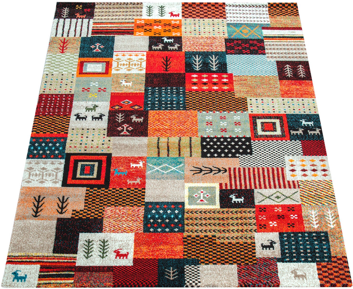 Image of Paco Home Teppich »Nomaden 816«, rechteckig, 18 mm Höhe, Kurzflor, Gabbeh Design, Patchwork Design, ideal im Wohnzimmer & Schlafzimmer bei Ackermann Versand Schweiz