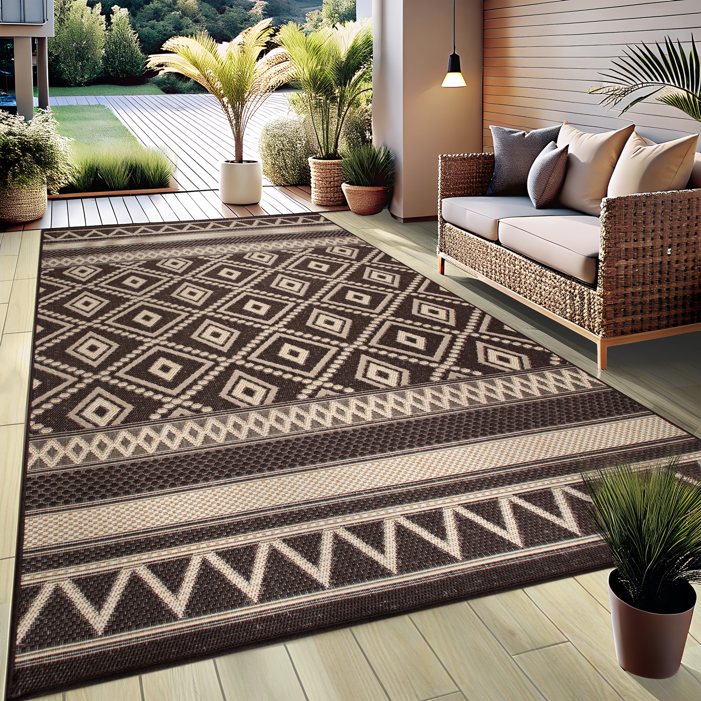 my home Teppich »Toronto auch als Läufer erhältlich«, rechteckig, 3 mm Höhe, In- und Outdoor geeignet, Sisal-Optik, Wetterfest & UV-beständig, Boho