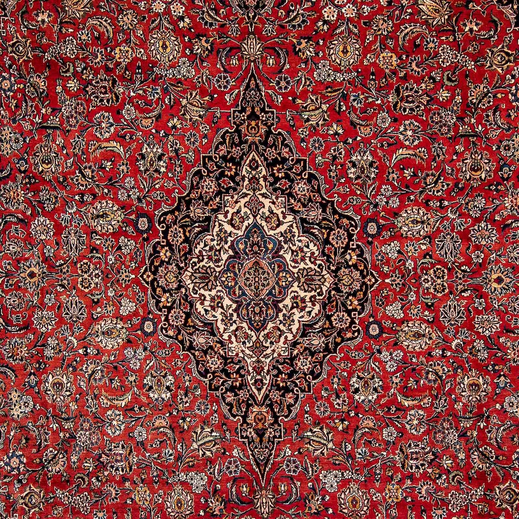 morgenland Orientteppich »Perser - Keshan - 445 x 330 cm - rot«, rechteckig, Wohnzimmer, Handgeknüpft, Einzelstück mit Zertifikat