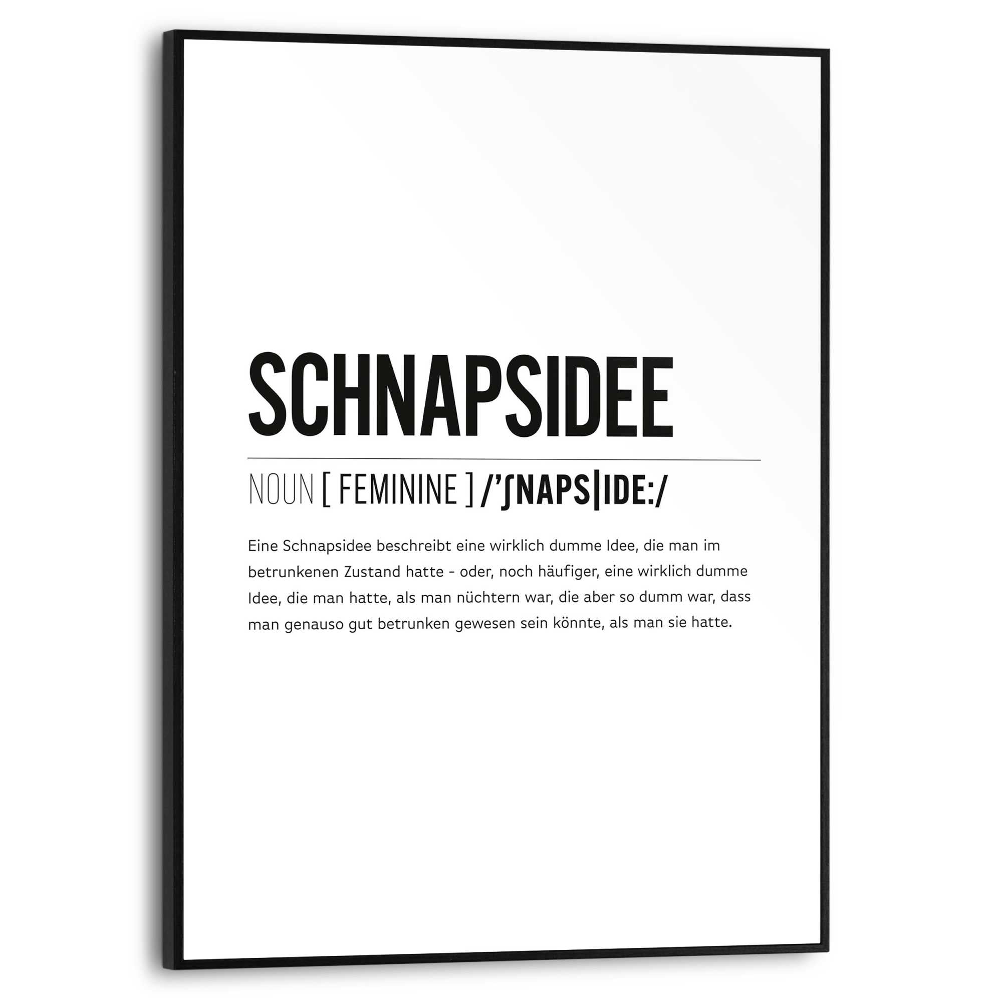 Image of Reinders Poster "Schnapsidee" Küche - Schwarz-Weiss - MDF - Sprüche - 30x40 cm