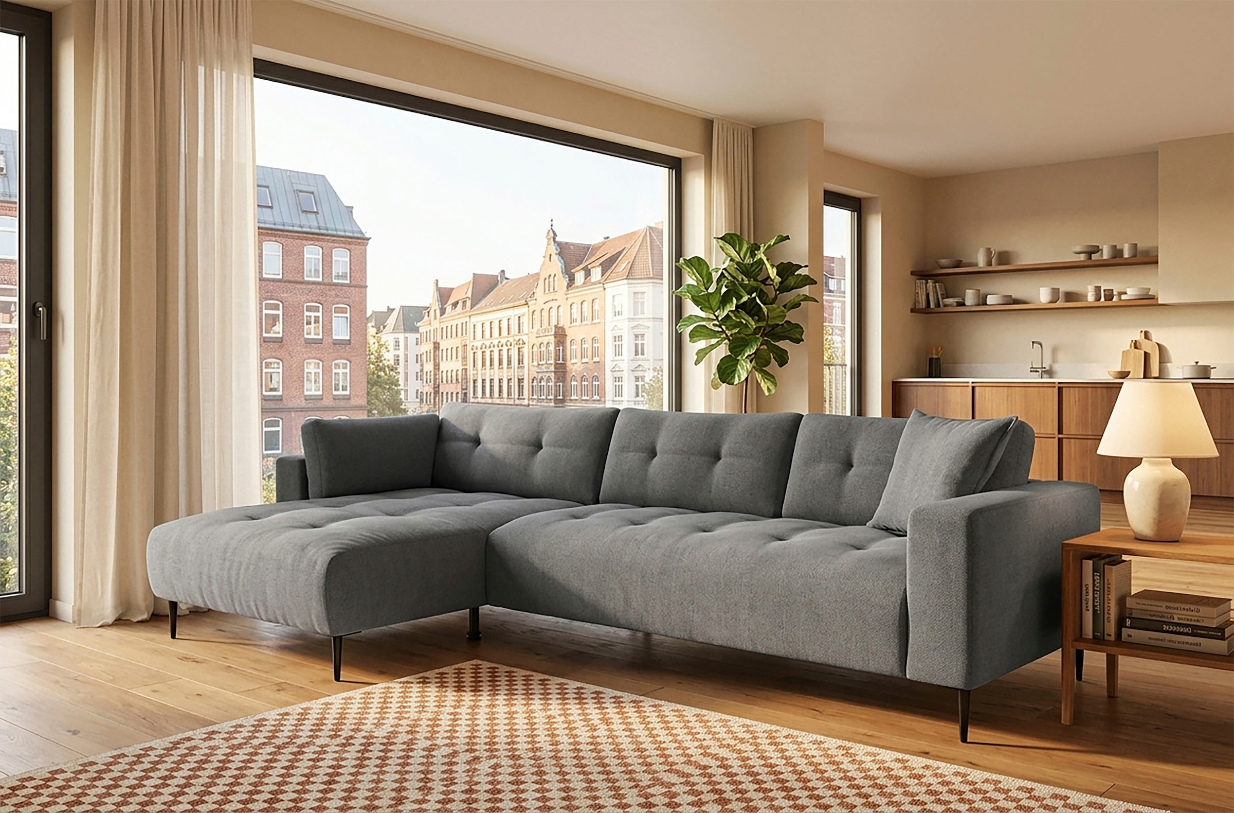 Image of Trends by HG Ecksofa "Leo, B: 309, in Cord und Chenille"
