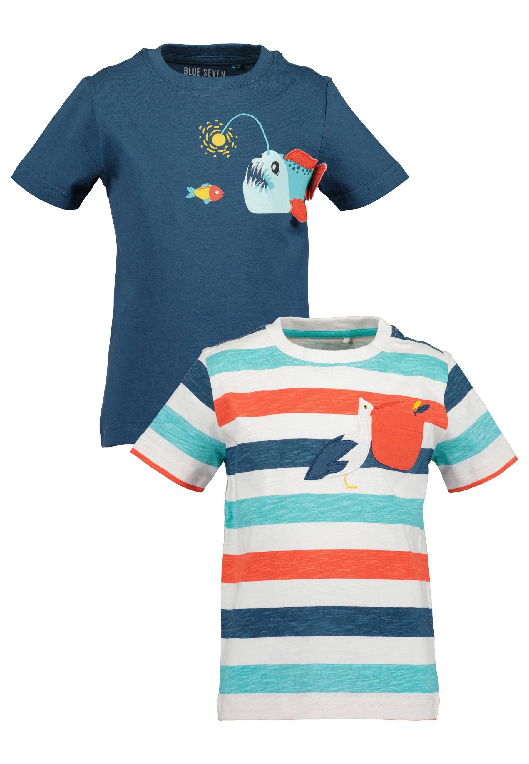 Blue Seven Kurzarmshirt, (Packung, 2 tlg.), mit tollen maritimen Motiven
