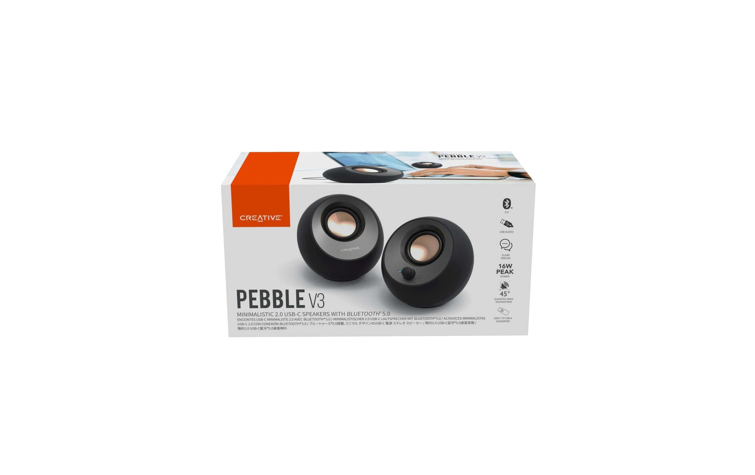 Creative Haut-parleurs pour PC »Pebble V3« 2.0 ( ajustement du volume 8 W) Bluetooth 5.0