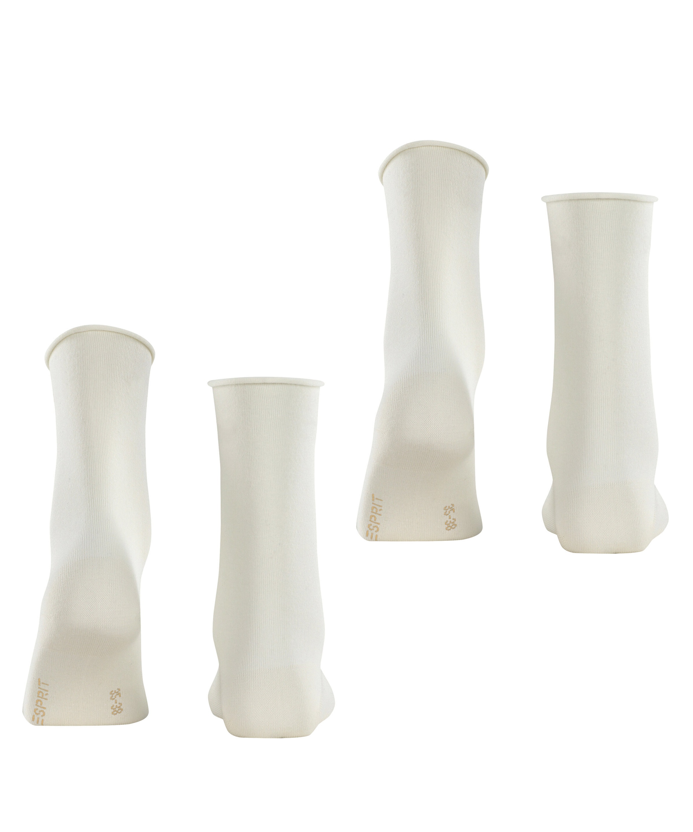 Esprit »Basic Pure« 2 paires, 2 Couple tlg. sans bordure serrante, chaussette basique, chaussettes unies respirantes