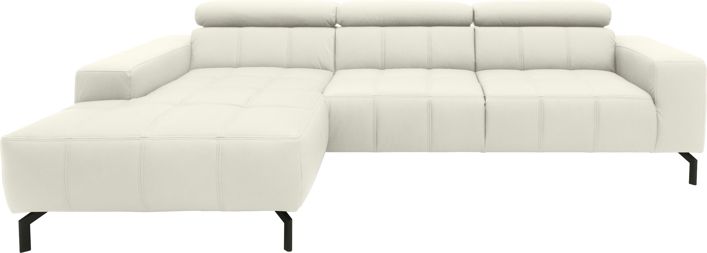 Image of DOMO collection Ecksofa "Cunelli tolle Sitznähte als Designelement, fester Sitzkomfort, L-Form" whlw. verstellbare Kopfteile, passend für gängige Saugroboter