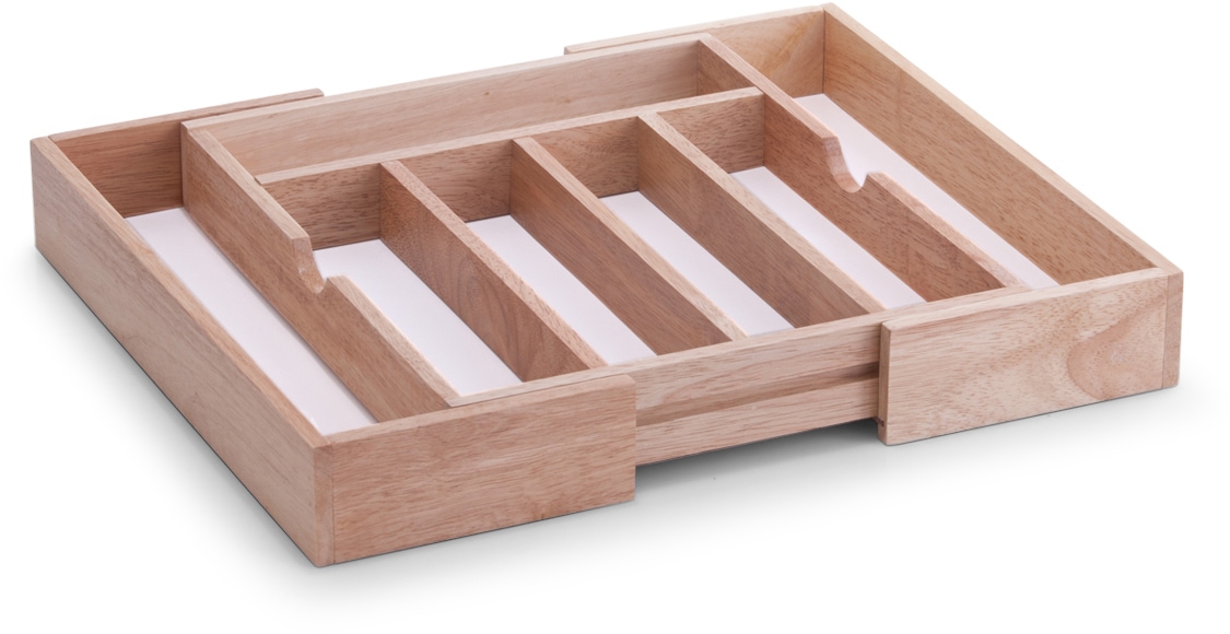 Zeller Present Besteckkasten ausziehbar, Gummibaumholz