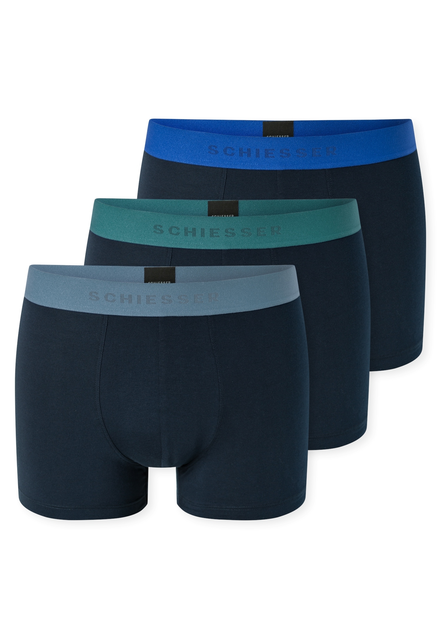 Schiesser Boxershorts »95/5 Multipacks« 3er Pack,  mit farblich abgesetztem, sportlichem Logo-Webgummibund