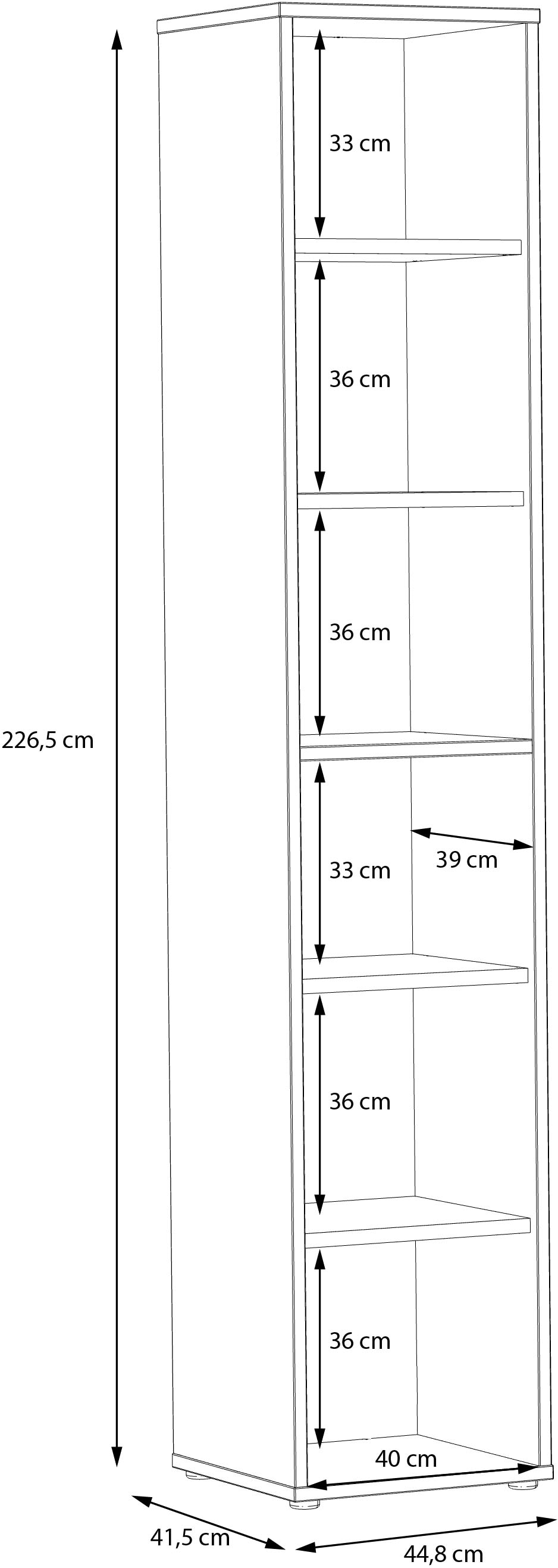 FORTE Aktenregal »Goldsboro« mit 6 offenen Fächern, unterschiedliche Breiten, Höhe 226,5 cm