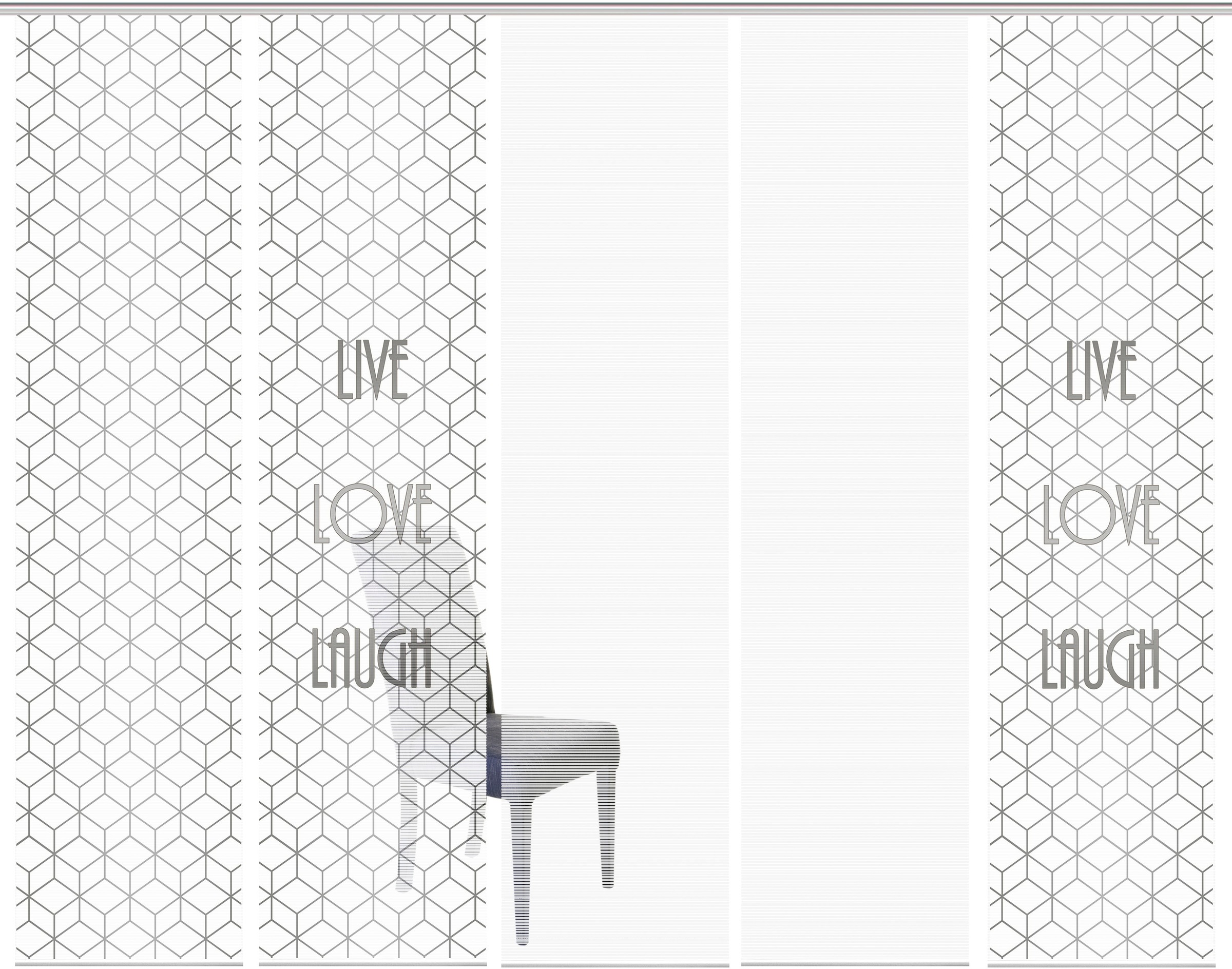 Image of Vision S Schiebegardine »LIVE LOVE LAUGH 5er SET«, (5 St.), Bambus-Optik, Digital bedruckt bei Ackermann Versand Schweiz