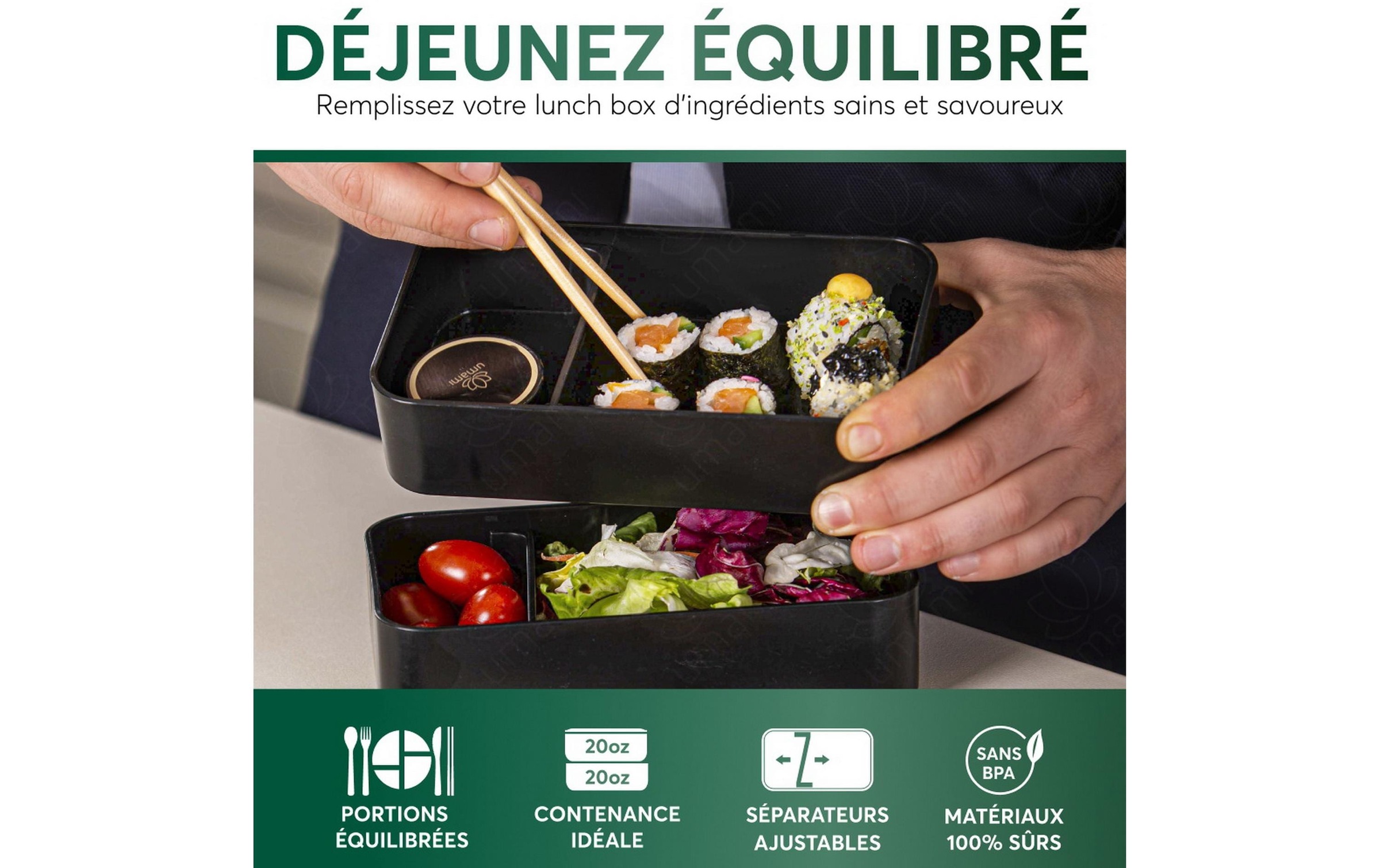 Lunchbox »Umami Original L Black und Bamboo«, (1 tlg.), Holzart: Bambus (China)