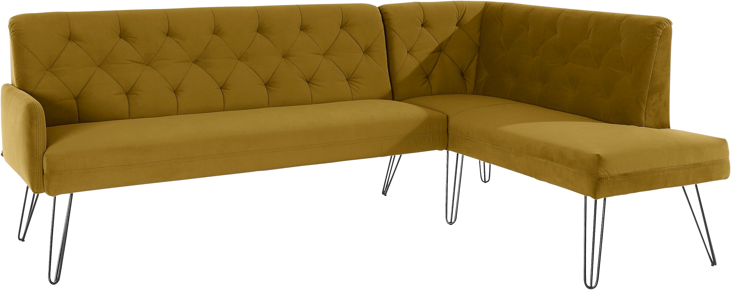 exxpo - sofa fashion Eckbank »Doppio, Chesterfield Optik, komfortabel und bequem, hohe Designfüsse«, Frei im Raum stellbar