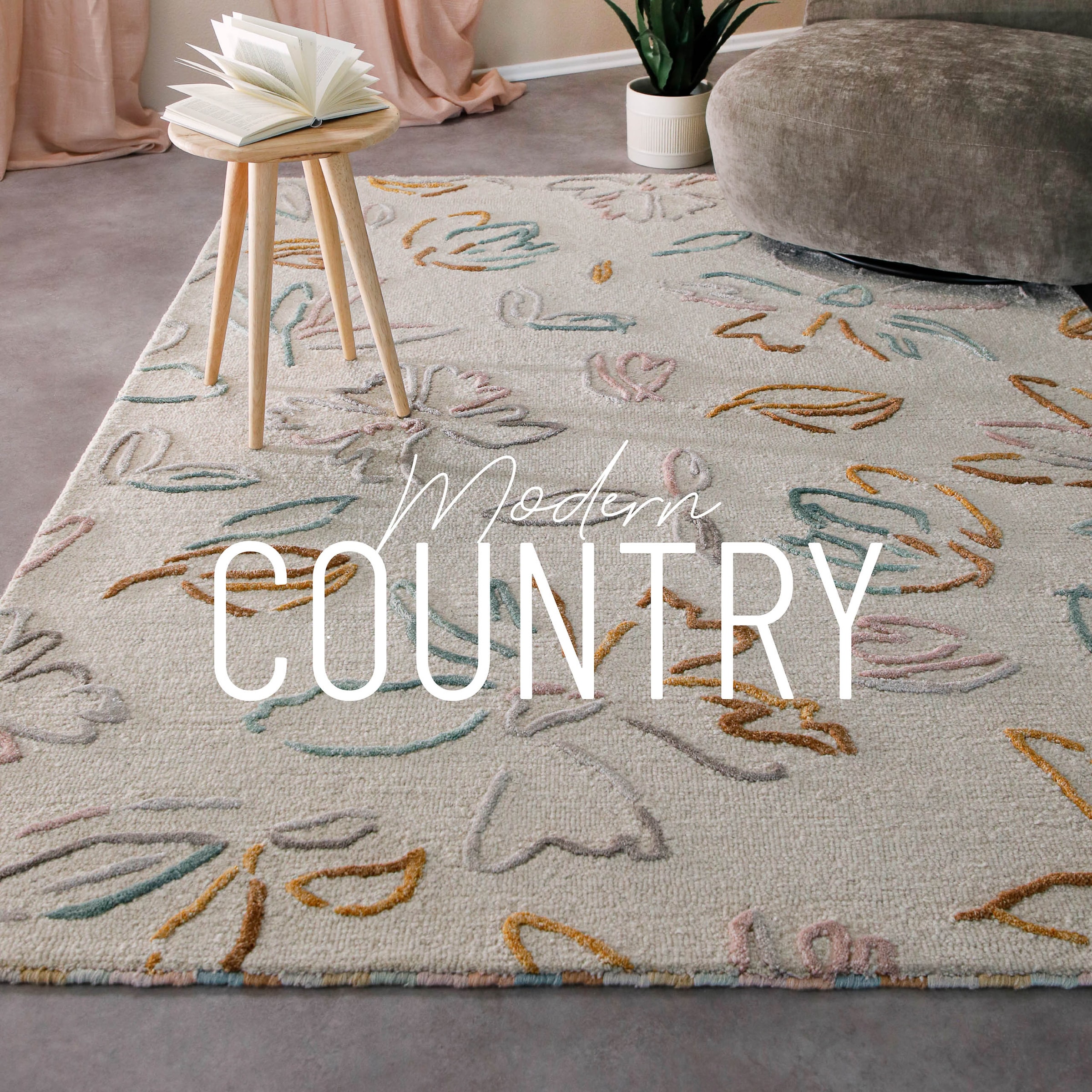 Image of Wecon home Teppich "Vee" rechteckig 10 mm Höhe Wollteppich, floral, hochwertig, pflegeleicht, modern, handgetuftet