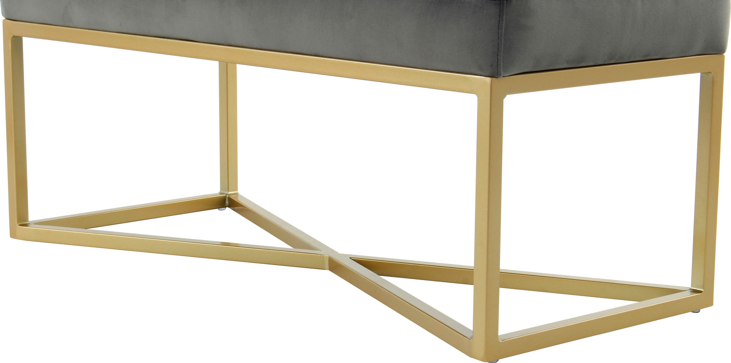 Kayoom Hockerbank »Cameron 125, glamouröses Design, glänzenden Metallfüssen, in Samt-Look«, (1 St.), bequem, elegant, mit Zierknöpfen, Goldfarben-coated Eisengestell