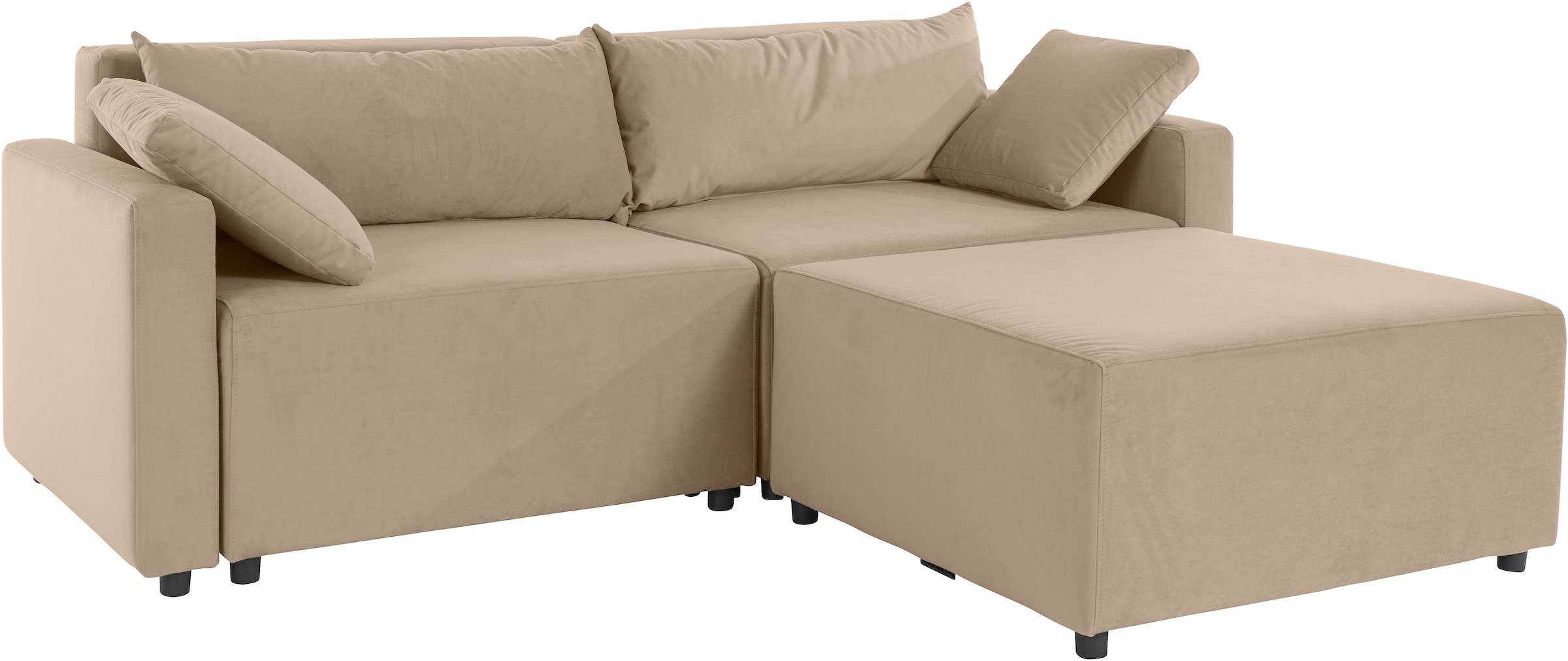 INOSIGN Ecksofa »Marva 3tlg. L-Form«, beide Armlehnelemente ausziehbar für Bettfunktion, mit Bettkasten