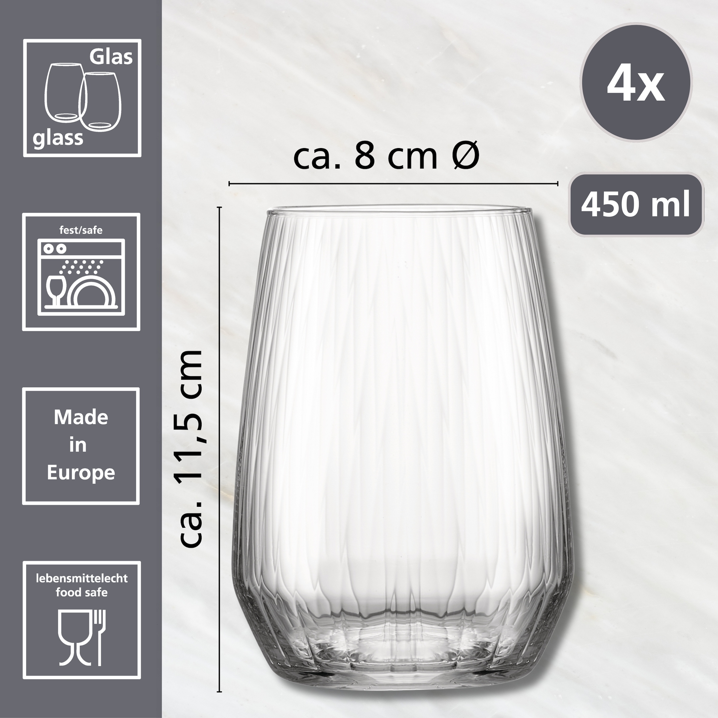 Ritzenhoff & Breker Verre à long drink »Jive« 4er Set, je 450 ml