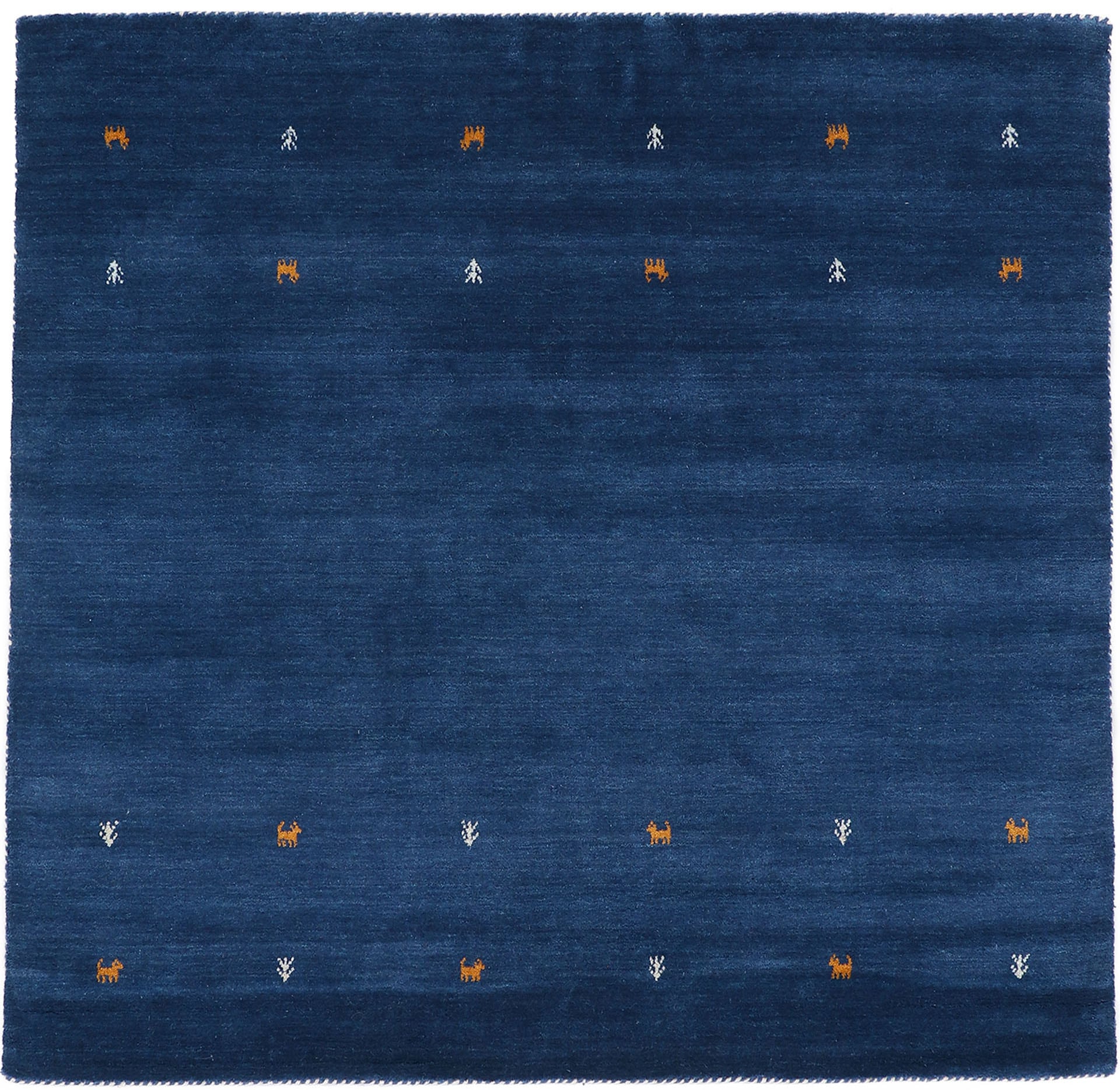 carpetfine Wollteppich »Gabbeh-Uni« quadratisch 15 mm Höhe reine Wolle, handgewebt, Gabbeh Loom Tiermotiv, Sonderform Quadrat