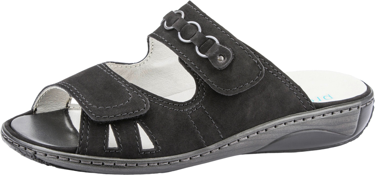 Image of Waldläufer Pantolette "GARDA", Keilabsatz, Sommerschuh, Schlappen mit Schmuckapplikation, Weite G