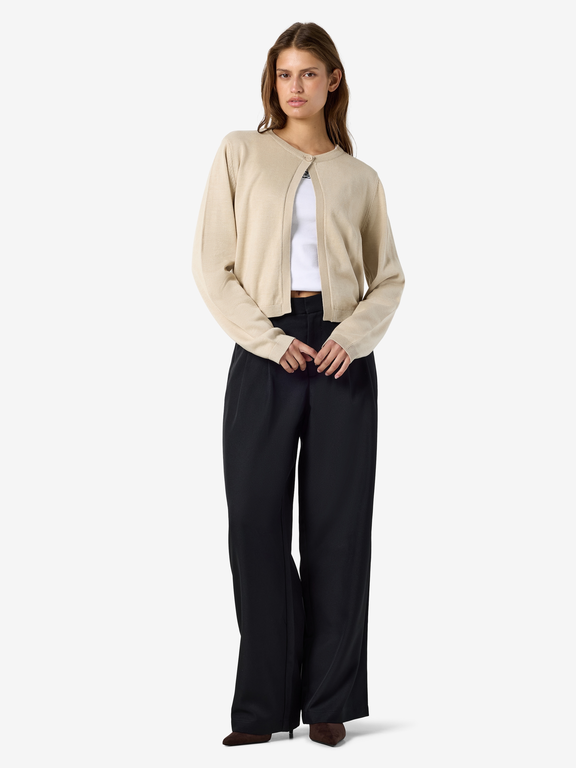 Noisy may Veste en tricot »NMMAYSA L/S O-NECK KNIT CARDIGAN NOOS« mélange coton, coupe régulière