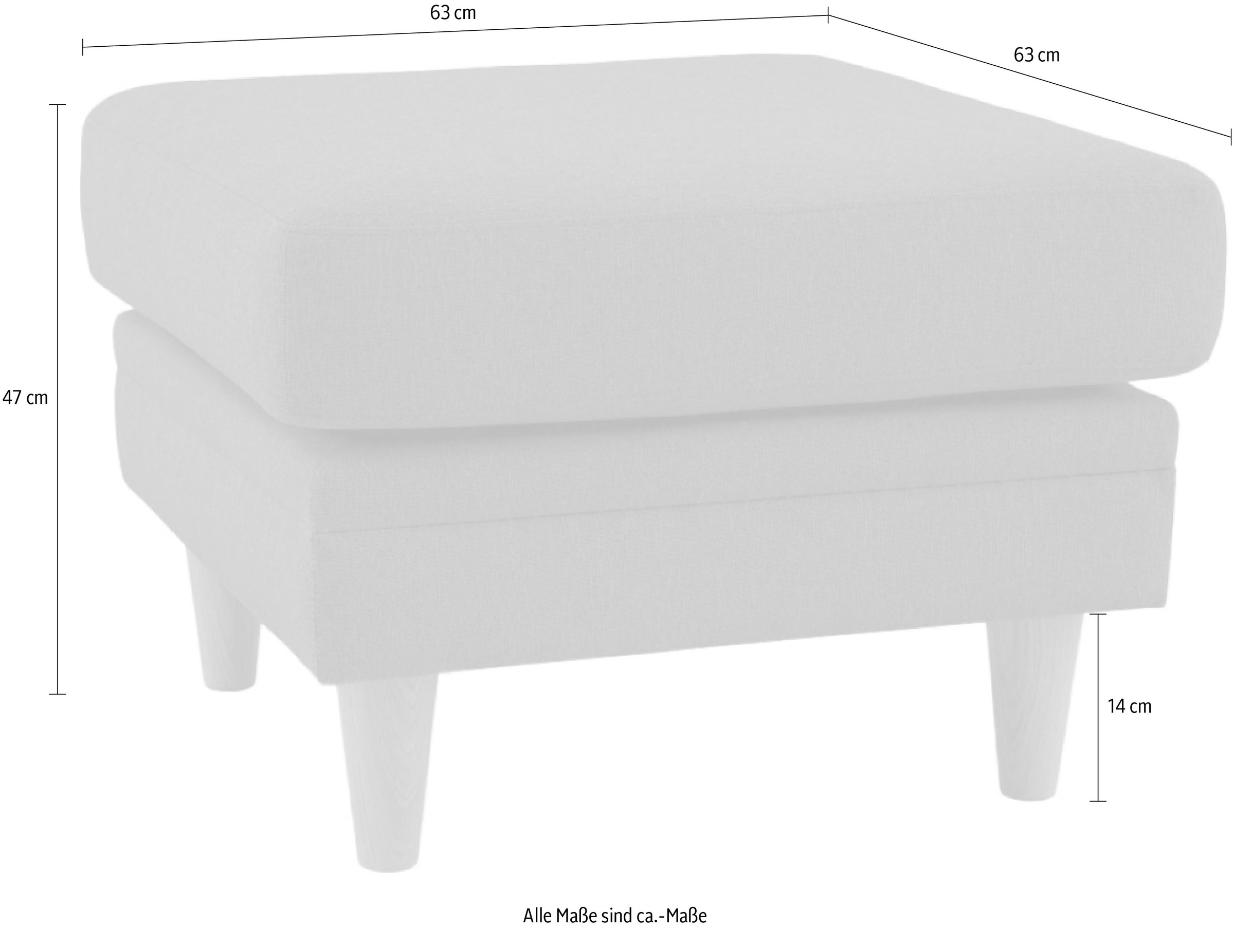 Home affaire Polsterhocker »Arellano, Breite 63 cm«, klassisches Design, mit Massivholzfüssen, Webstoff fein
