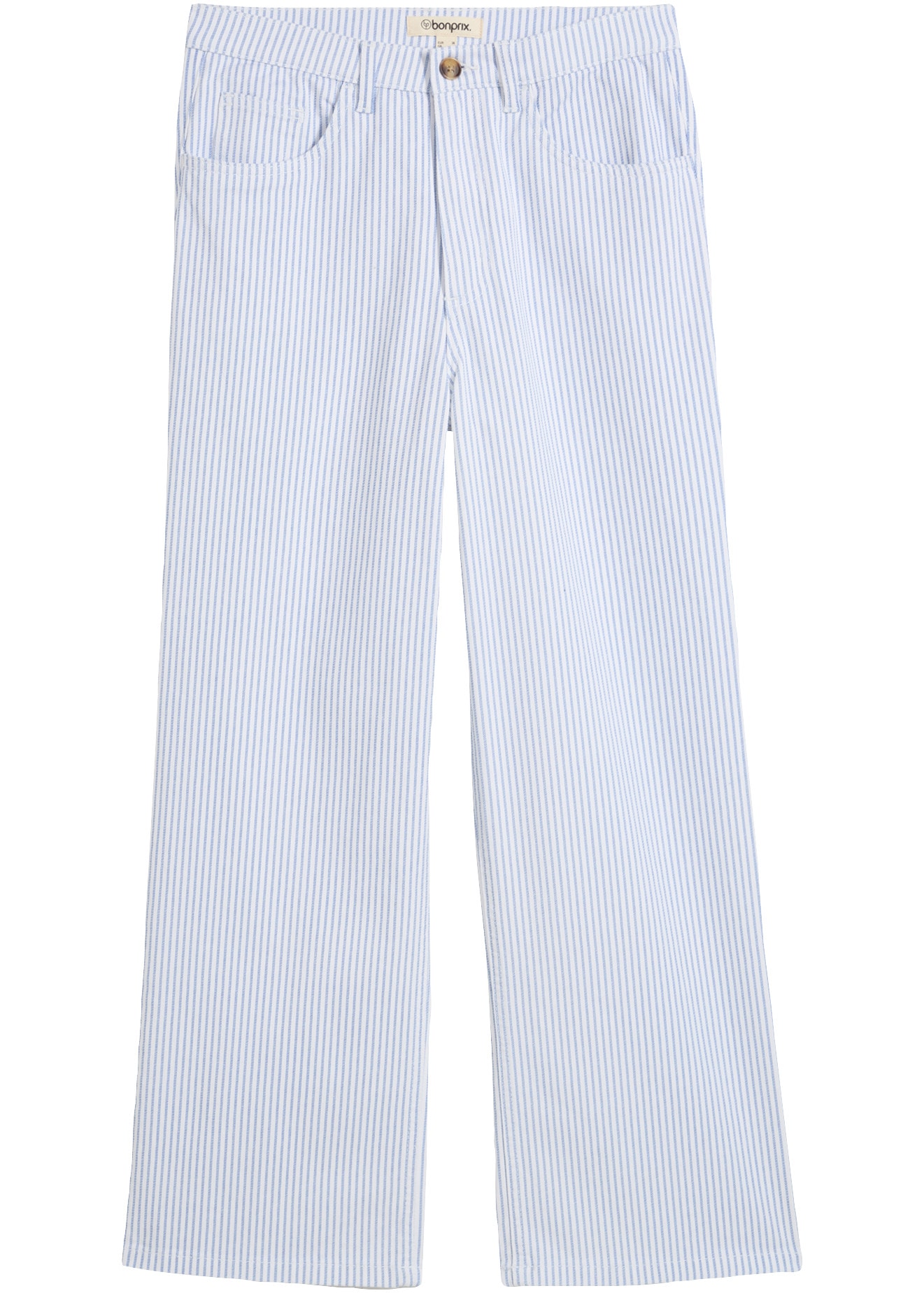 bonprix Weite Jeans lockerer Schnitt, verkürzte Länge, mit Streifen-Design