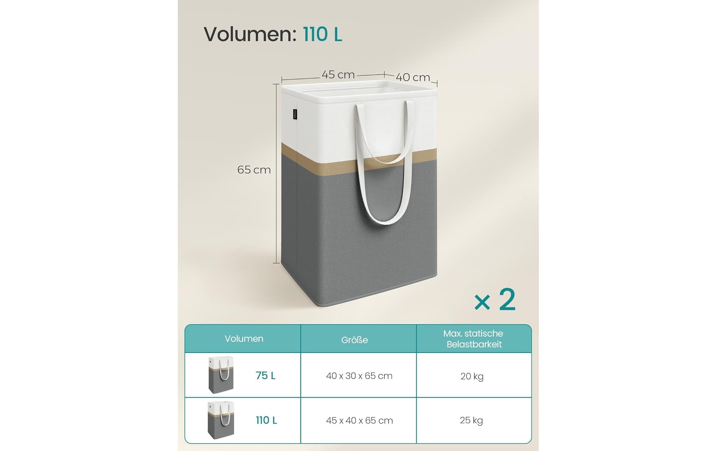 SONGMICS Panier à linge »2-er Set 110 l«