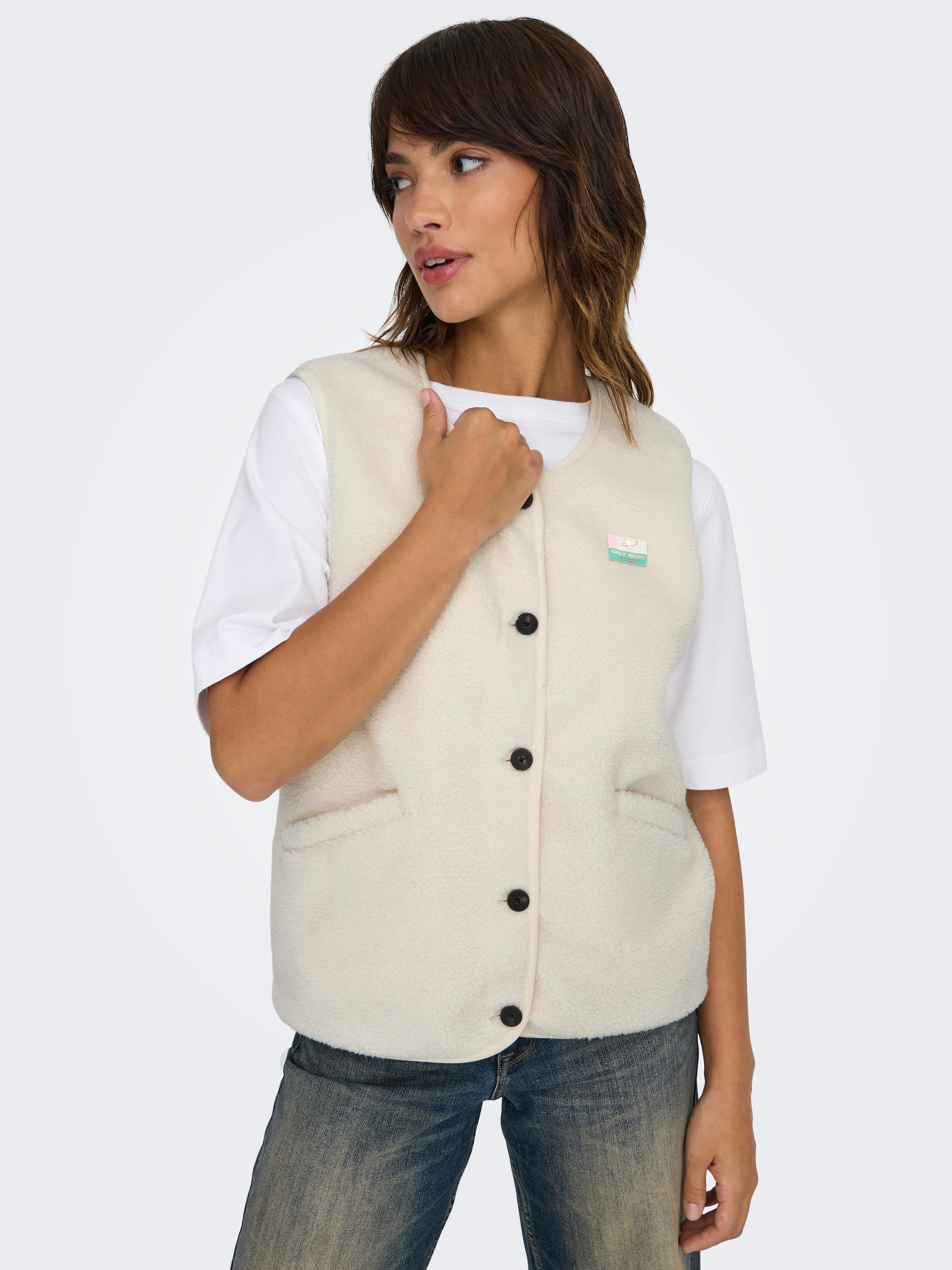 ONLY Gilet en peluche »ONLBABY LIFE TEDDY VEST PNT CS« fibre synthétique