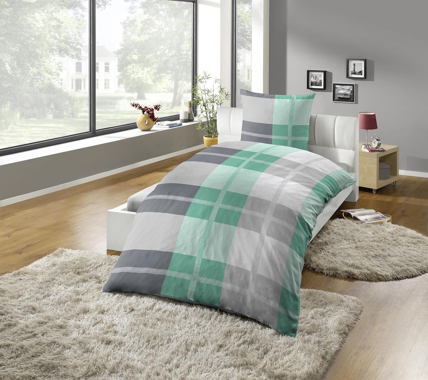 KiNZLER Linge de lit »Bettwäsche Polycotton Flanell Bettwäsche« 2 pièces particulièrement doux, différents motifs à carreaux