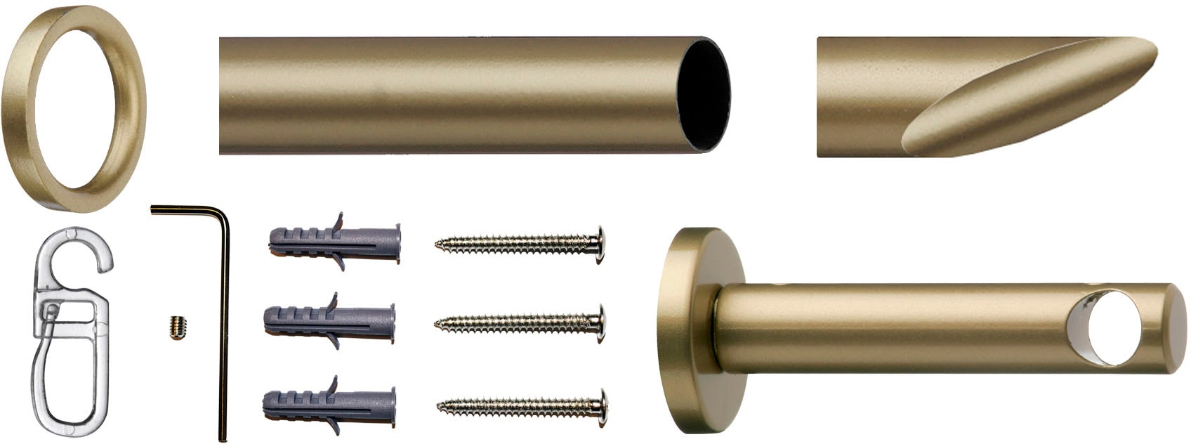 indeko Tringle à rideaux »Marbella« Ø 12 mm 1 läufig-läufig Wunschmasslänge Komplett-Set inkl. Ringen und Montagematerial