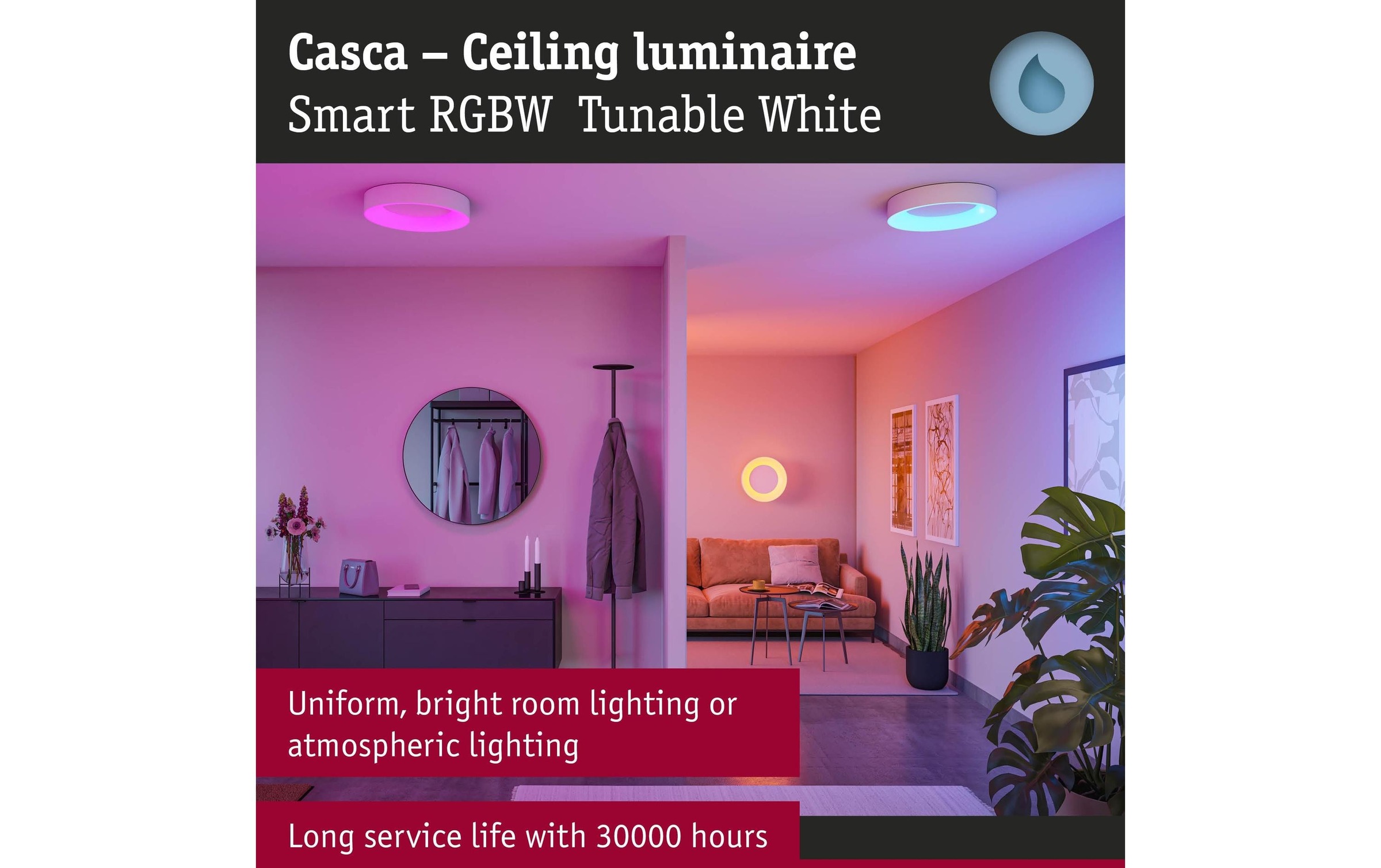 Paulmann Deckenleuchte »Deckenleuchte Casca IP44« LED-Modul RGB | warmweiss - kaltweiss