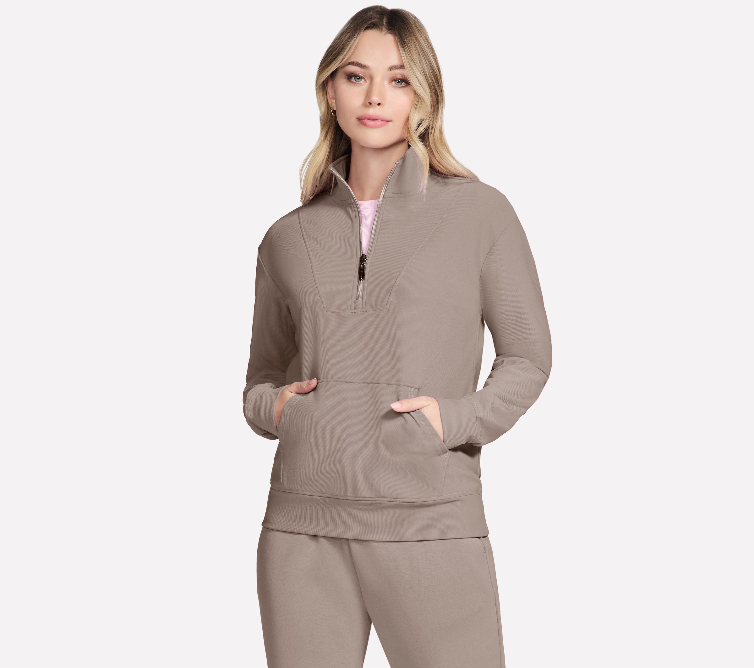 Skechers Pull à col roulé »GOLUXE RIB 1/4 ZIP« pull à col roulé sportif, adapté à la mode sportive