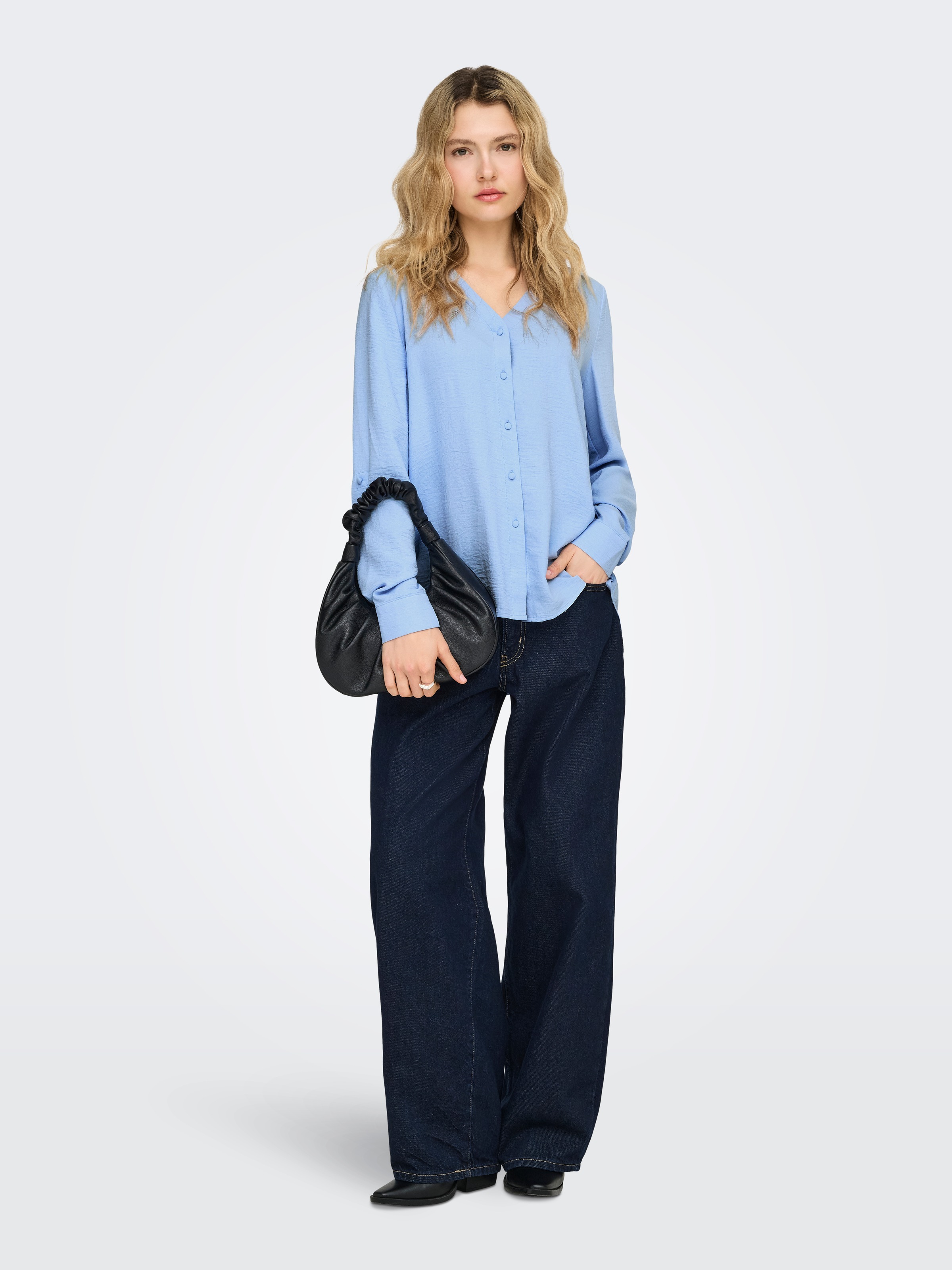ONLY Shirtbluse »ONLJANA METTE V-NECK LS SHIRT NOOS WVN«