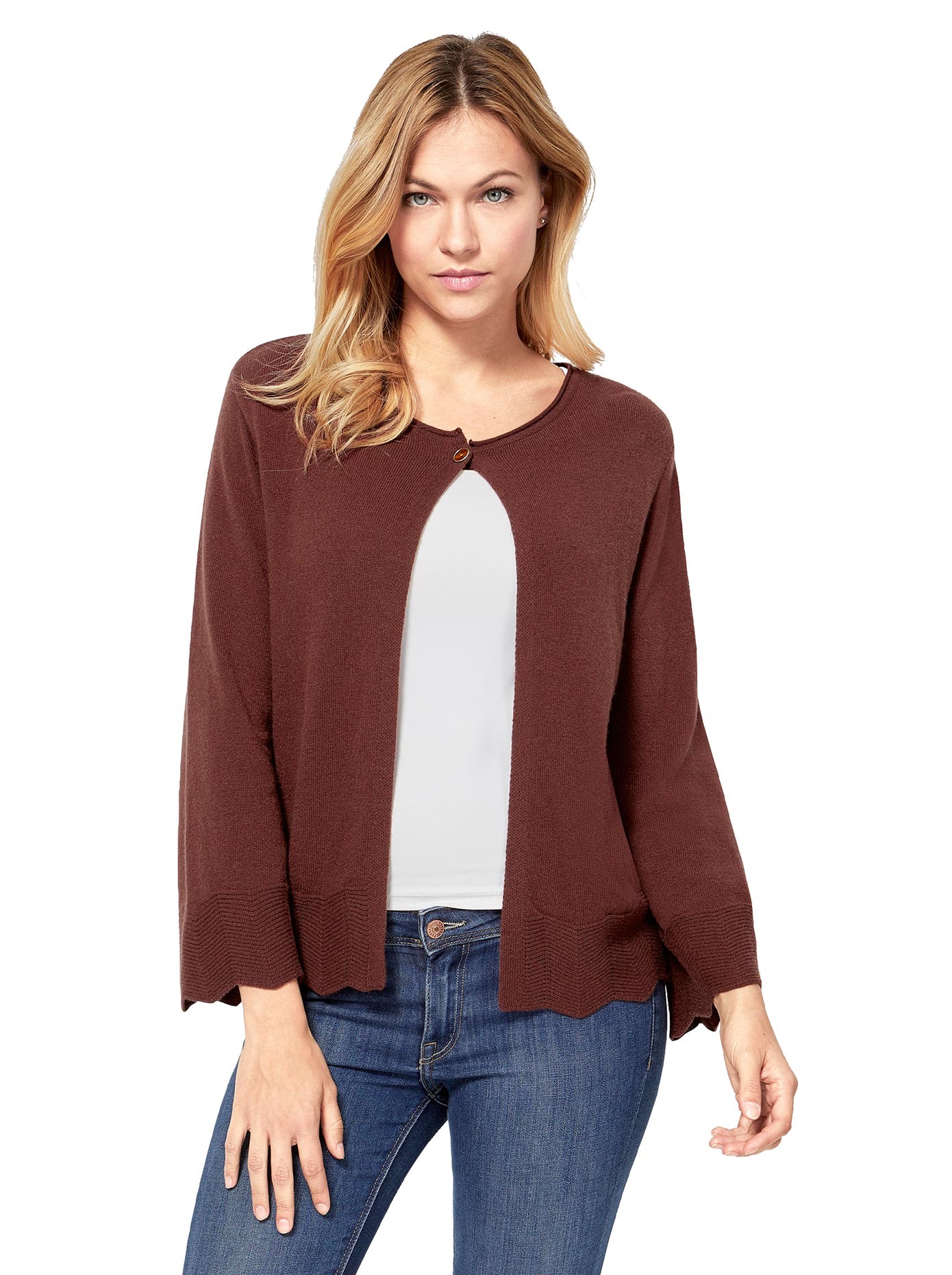 Strickjacke mit stilvollem Zickzack-Strickmuster