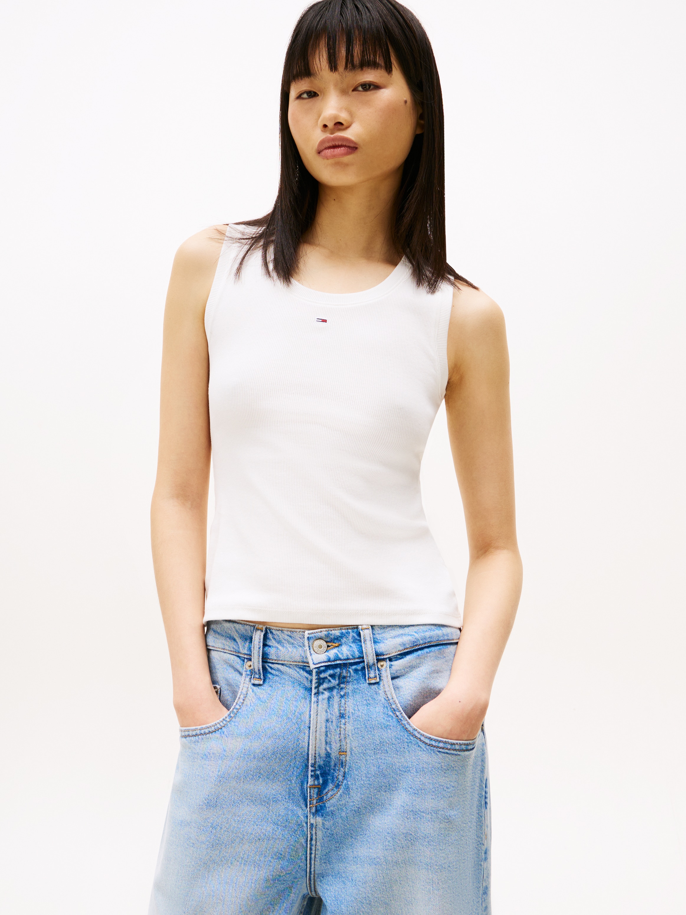 Tommy Jeans Curve Tanktop »TJW ESSENTIAL RIB TANK EXT«, in Grossen Grössen, Rippware