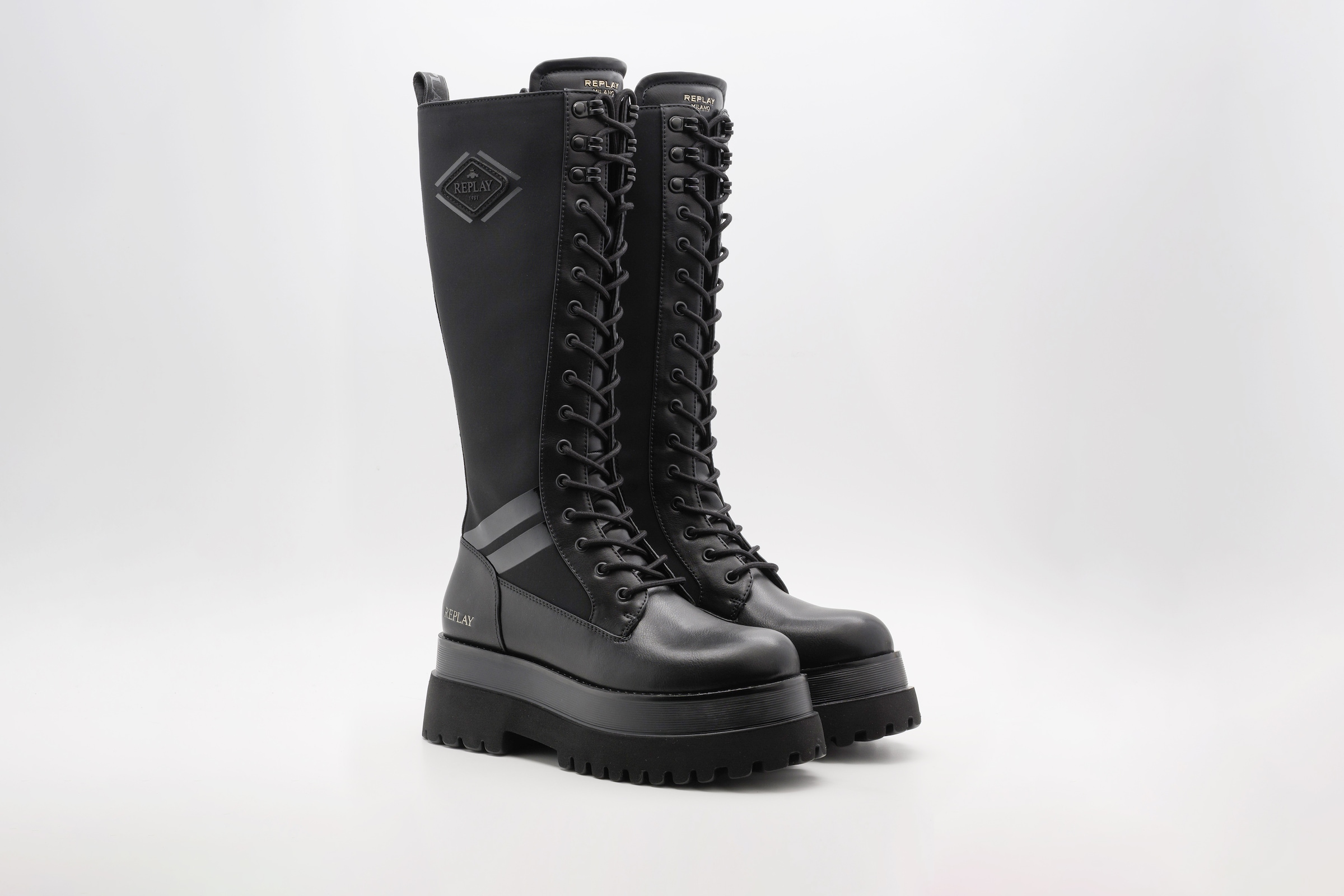 Image of Replay Stiefel "ANY REBEL" Plateaustiefel, Schnürstiefel mit Logoschriftzug