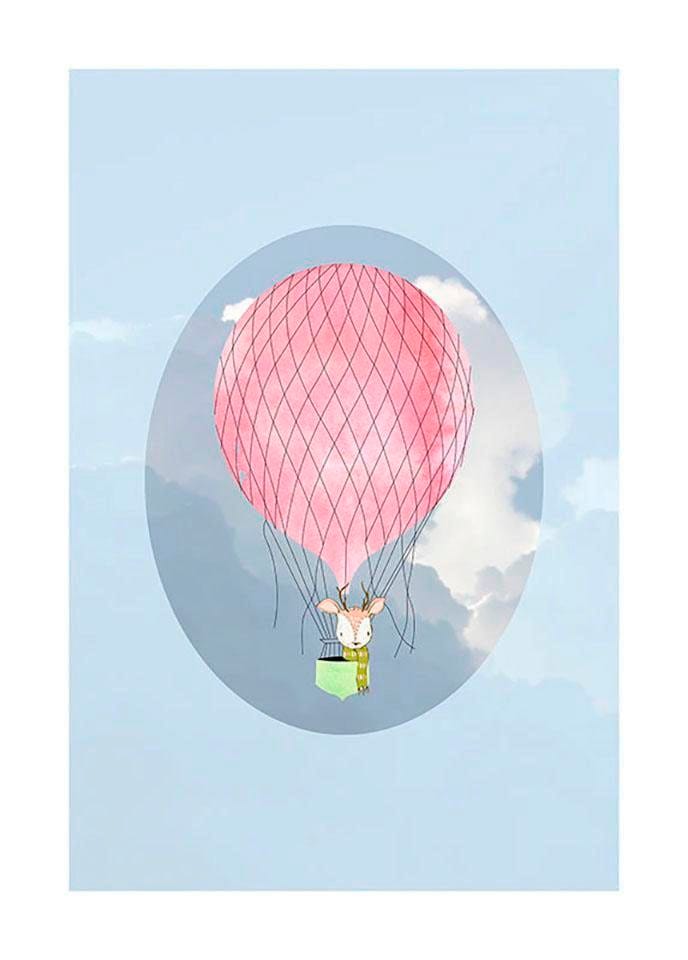 Image of Komar Bild "Happy Balloon Blue" Figuren 1 Stk. tlg. Wandbild zur Dekoration - ohne Rahmen