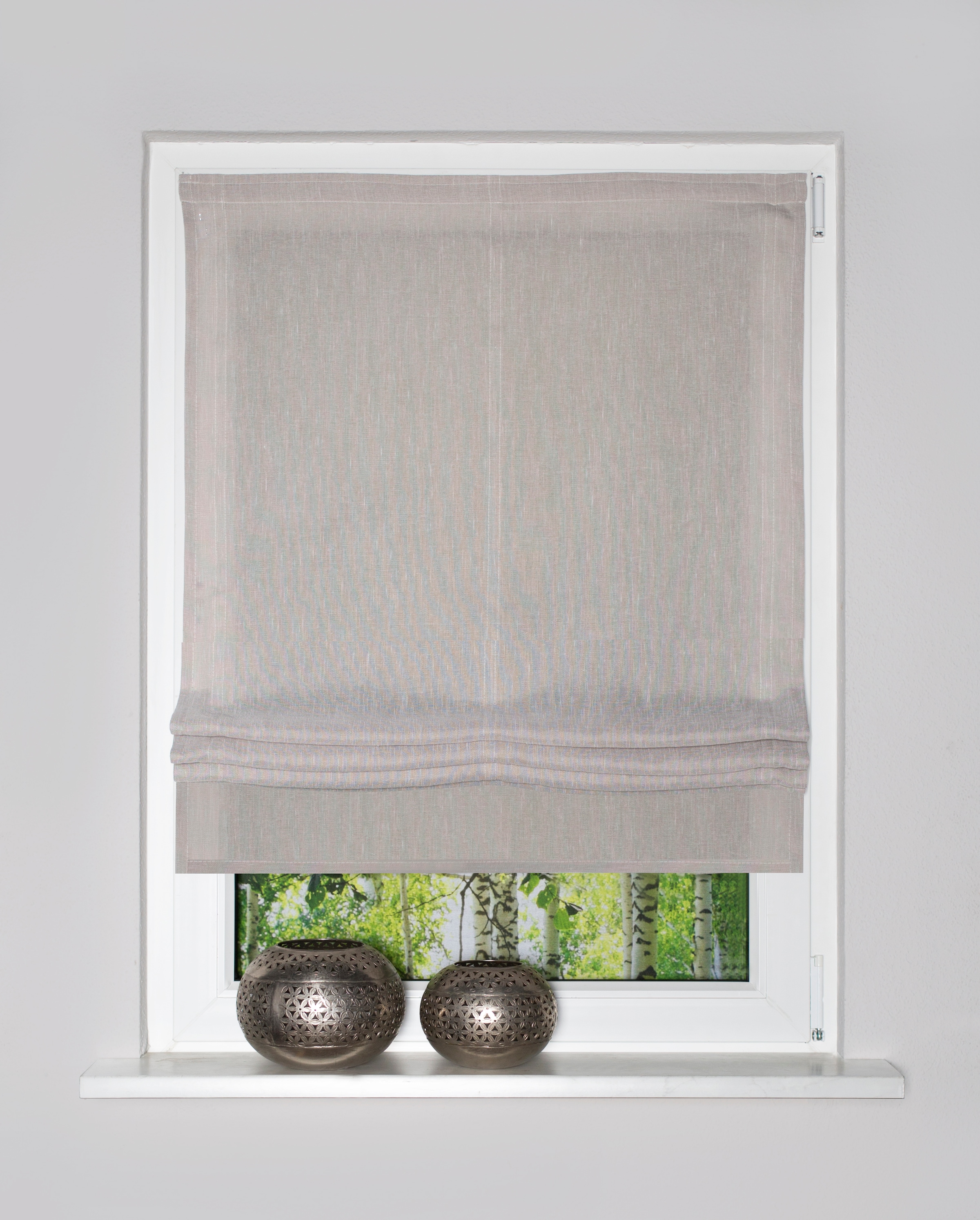 Image of HOME WOHNIDEEN Raffrollo "TIRIAN" mit Klettband Raffrollo Deko Leinenoptik, Uni