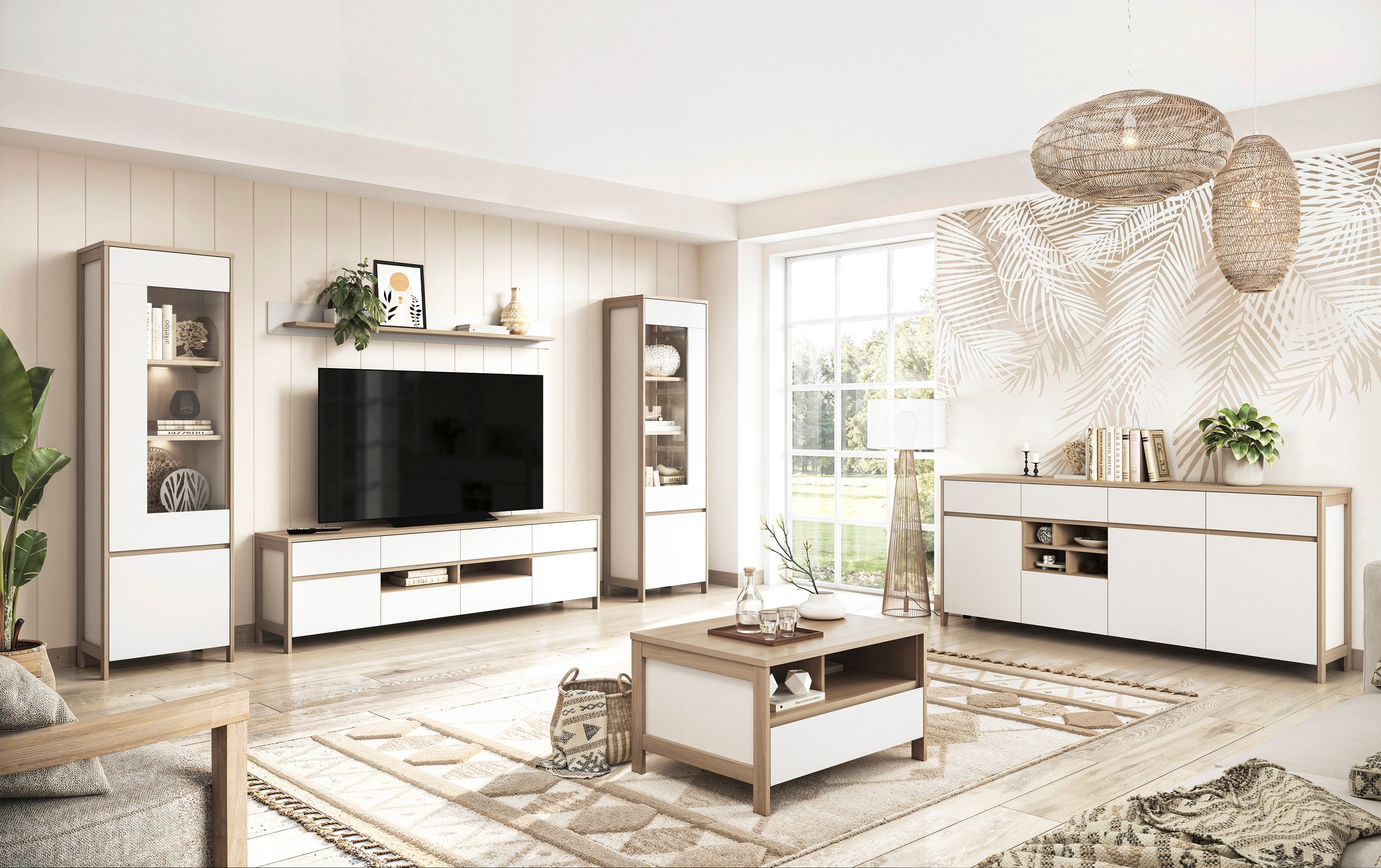 Home affaire Sideboard »Stranda, moderner Schrank, Kommode im Scandi-Style, 198 cm breit« elegante Rahmenoptik, ausreichend Stauraum, vielseitig einsetzbar