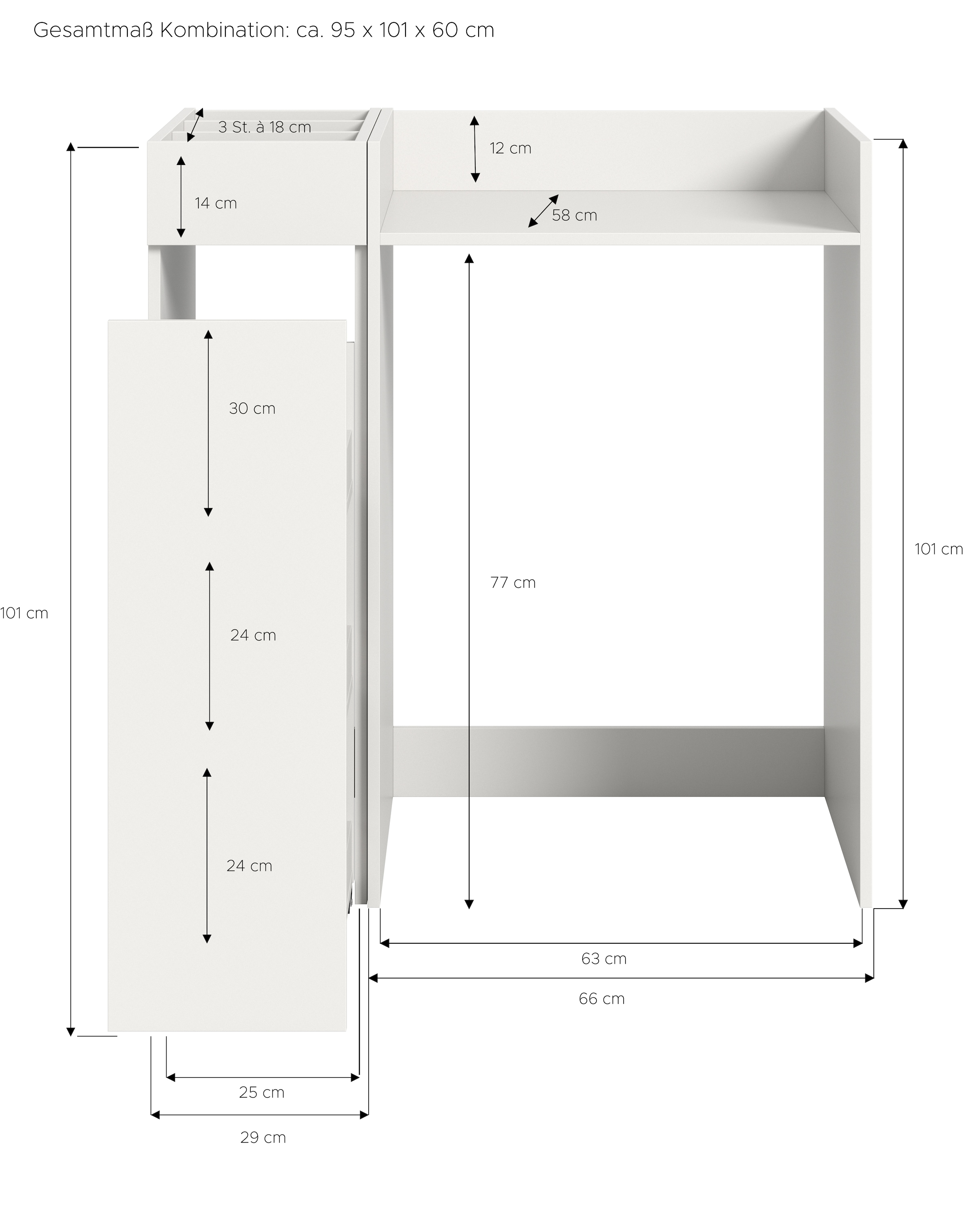 welltime Badmöbel-Set »FALAS, TOPSELLER!, 2-teilig, Hauswirtschaftsraum Set, Breite 95 cm« Set, bestehend aus: Waschmaschinenumbauschrank und Standregal, 2 Stk. tlg.