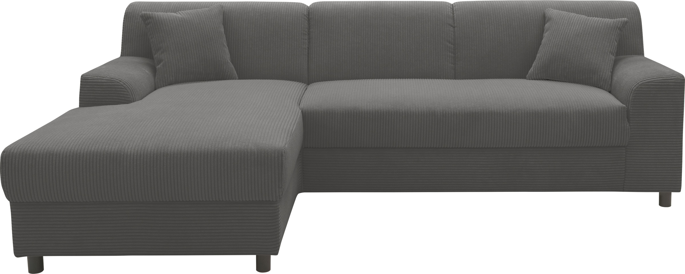 DOMO collection Ecksofa »Turah 2, L-Form, Cord oder Luxus-Microfaser, komfortabler Federkern«, B/T/H: 241/146/79 cm, incl. Zierkissen, wahlweise mit Bettfunktion