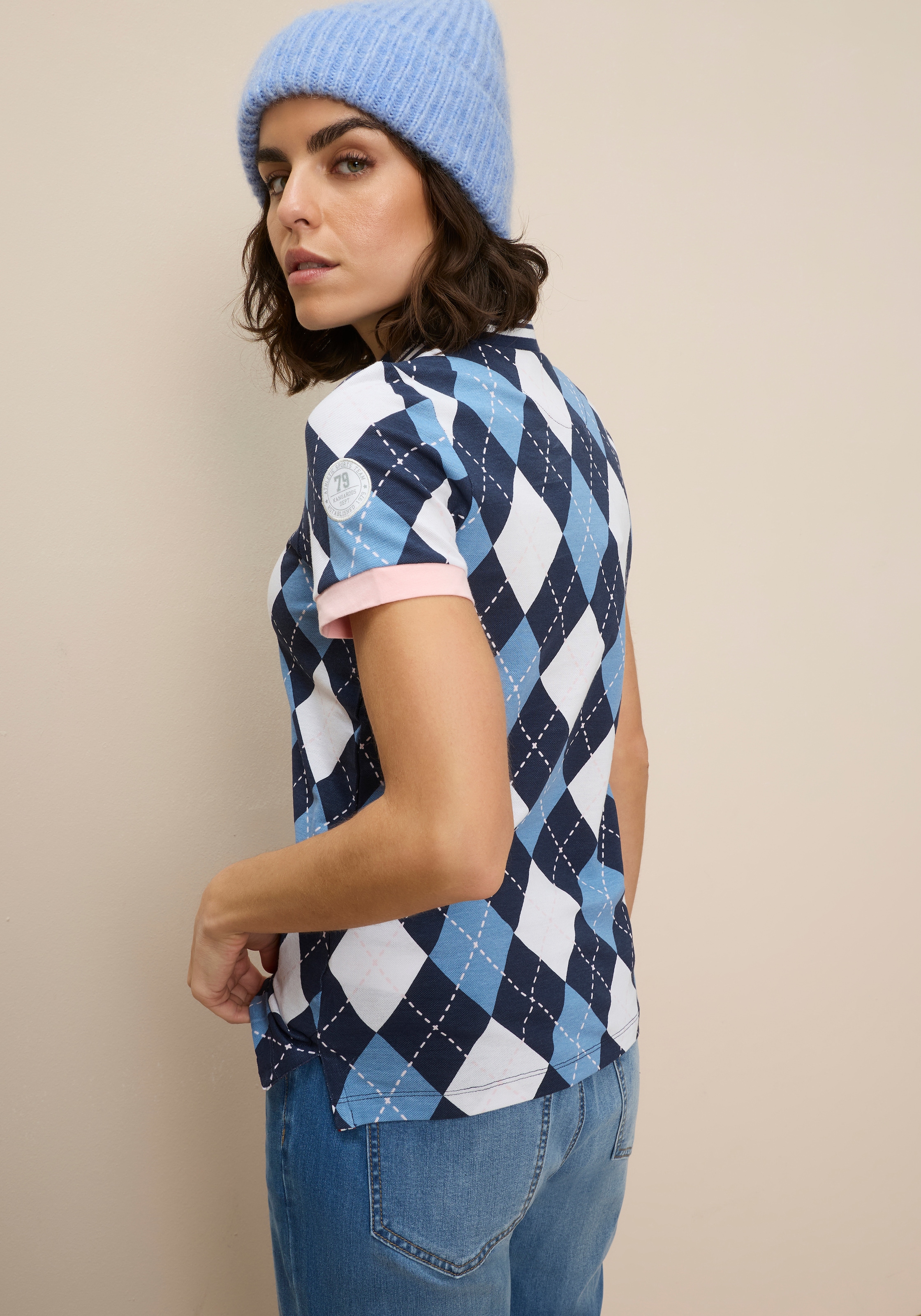 KangaROOS Poloshirt Kurzarm,  figurbetonte Passform,  Polokragen mit Knopfleiste