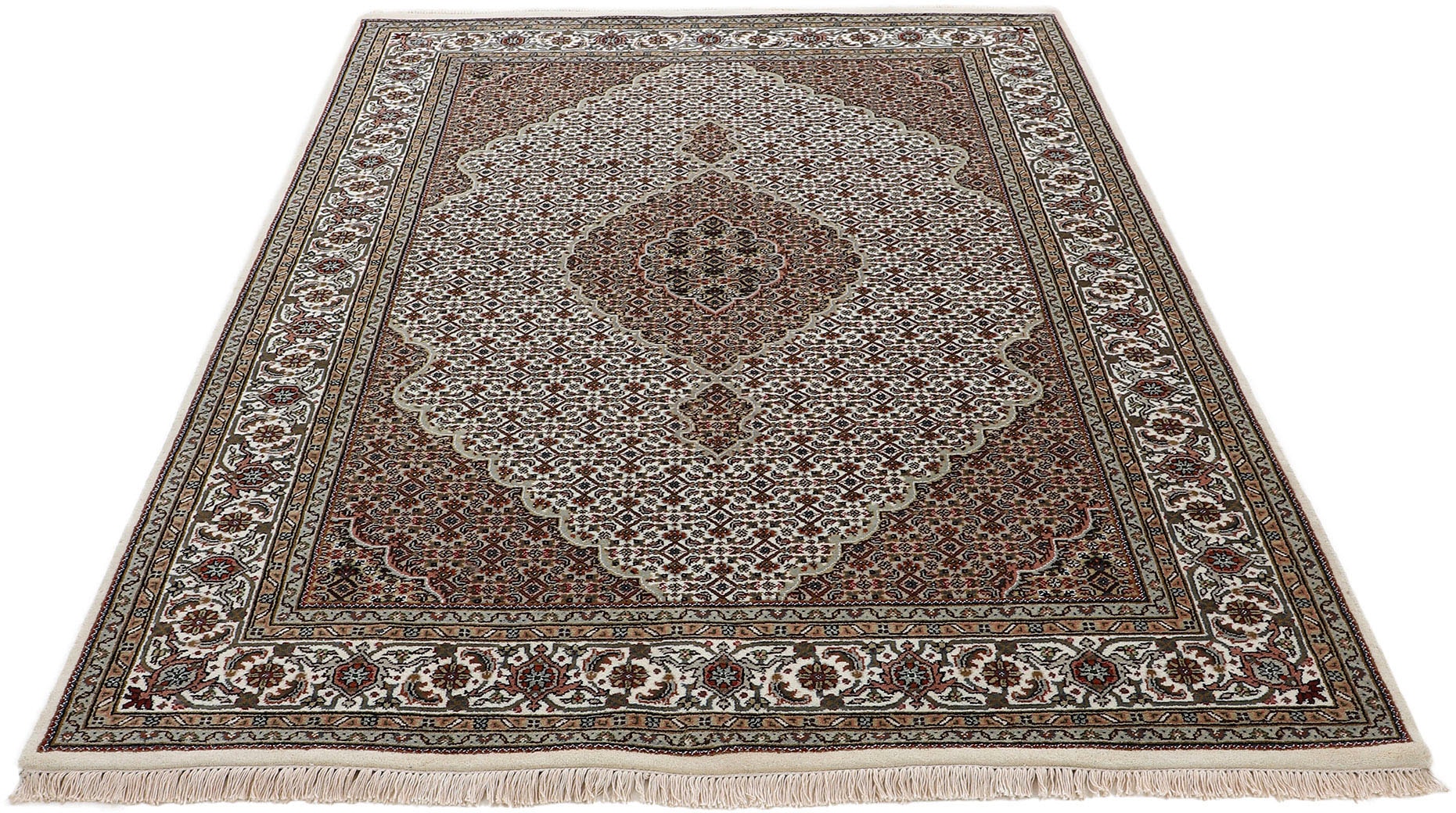 Woven Arts Orientteppich »Tabriz Mahi,  auch als Läufer«, rechteckig, 15 mm Höhe, handgeknüpft, Wohnzimmer, reine Wolle