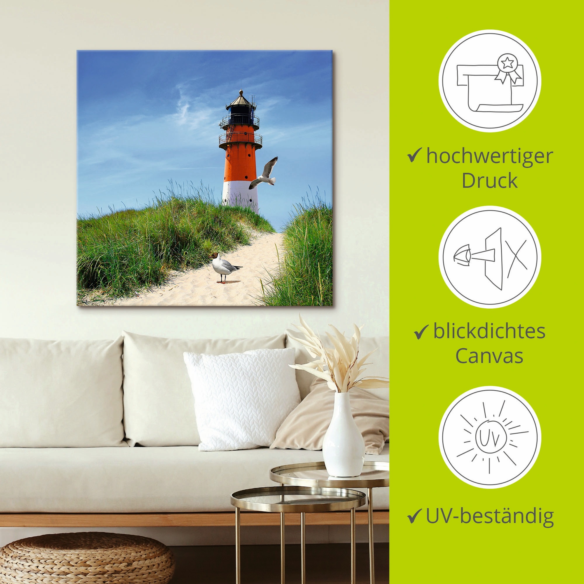 Artland Wandbild »Am Leuchtturm« Gebäude 1 Stk. tlg. auf Holzrahmen gespannt