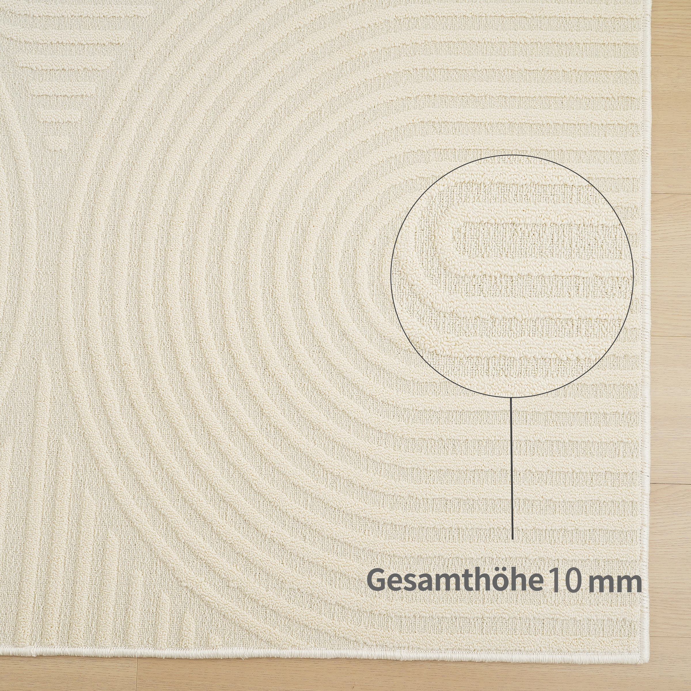 my home Teppich »Jola Hoch-Tief-Design, Scandi-Look, Zen«, rechteckig, 10 mm Höhe, Boho, Modern, 3D, Wohnzimmer, Schlafzimmer, wasserabweisend