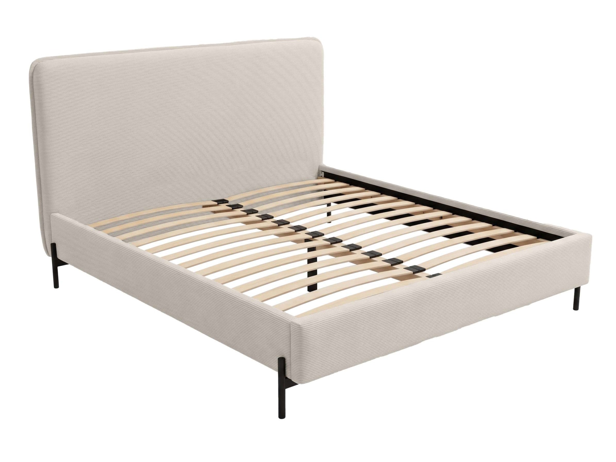 Home affaire Lit rembourré »LAVOISIER Bettgestell mit Lattenrost, Breite 140/160/180/200 cm, Cord« Cadre de lit avec tête de lit, sans matelas ni surmatelas