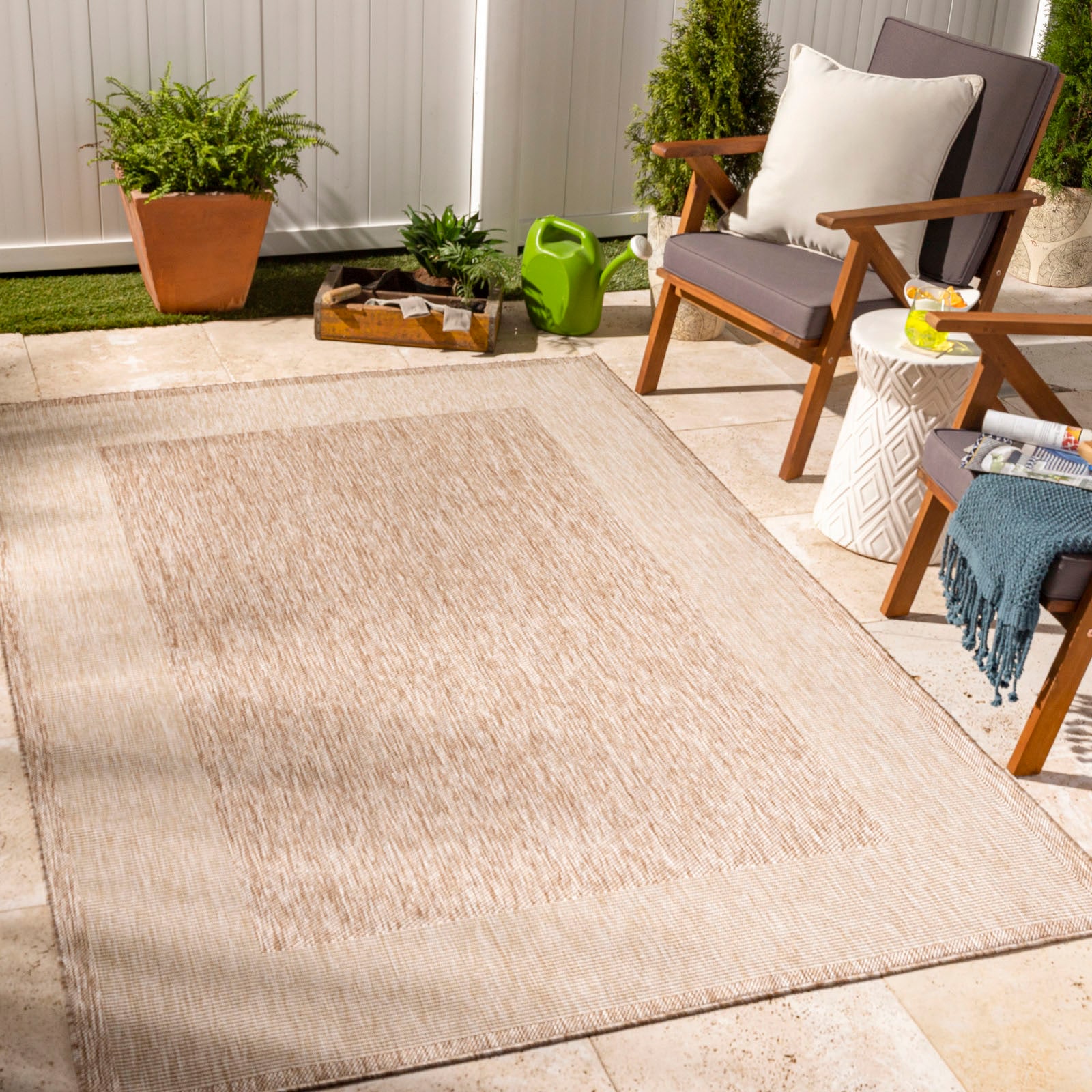 Image of Livabliss Teppich "MELILLA" rechteckig 4 mm Höhe Teppich In- /Outdoor Boho Jute-Optik, Balkon, Terrasse, Garten, Beige
