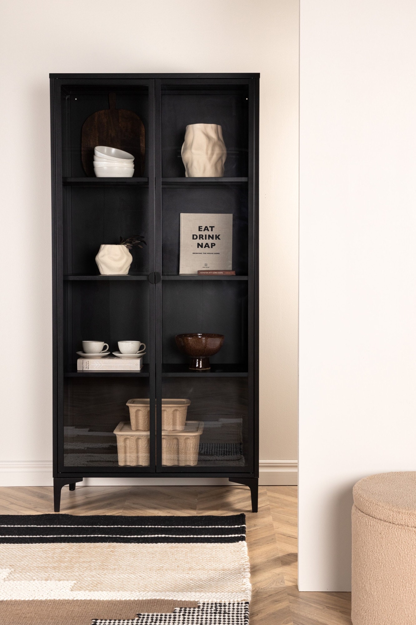 Venture Home Vitrines »Piring, hoher Stauraumschrank, 2 Türen, Höhe 190 cm« Armoire haute, revêtement par poudrage, portes en verre, haute, sophistiquée