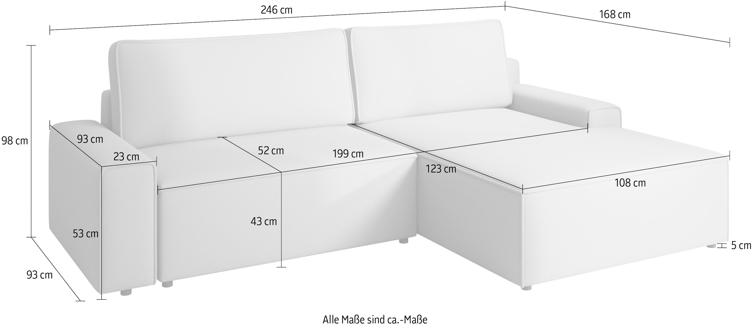 TRENDMANUFAKTUR Ecksofa »Challenge, Schlafsofa mit Bettkasten, Couch in L-Form, Breite 245 cm« Recamiere beidseitig montierbar, auch in trendigem Cordstoff