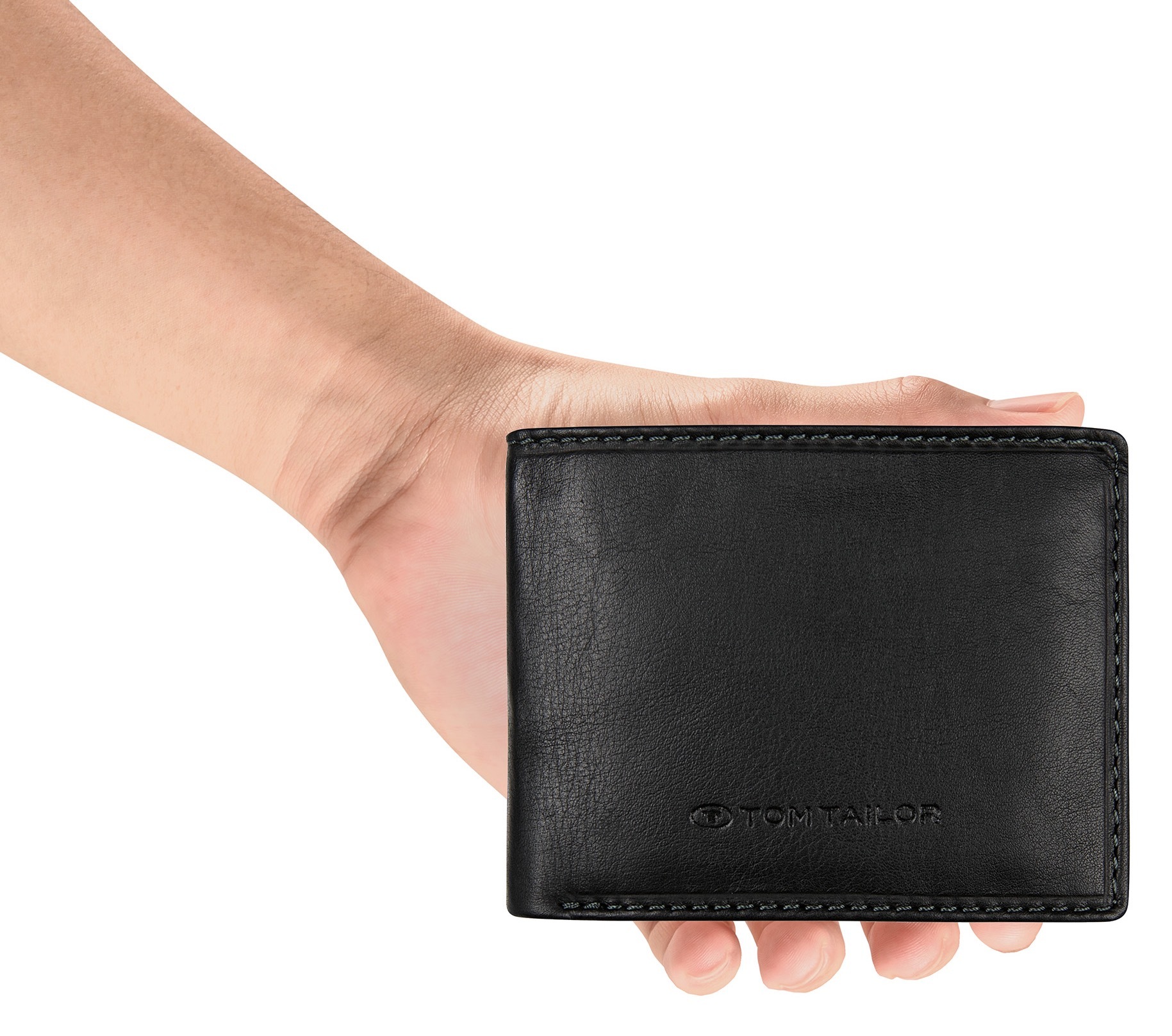 Porte-monnaie TOM TAILOR Lary en cuir noir - 8 poches pour cartes de crédit et 2 compartiments billets